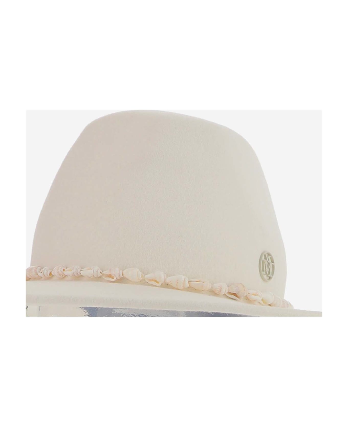 Maison Michel Kyra Wool Felt Hat With Shells - White