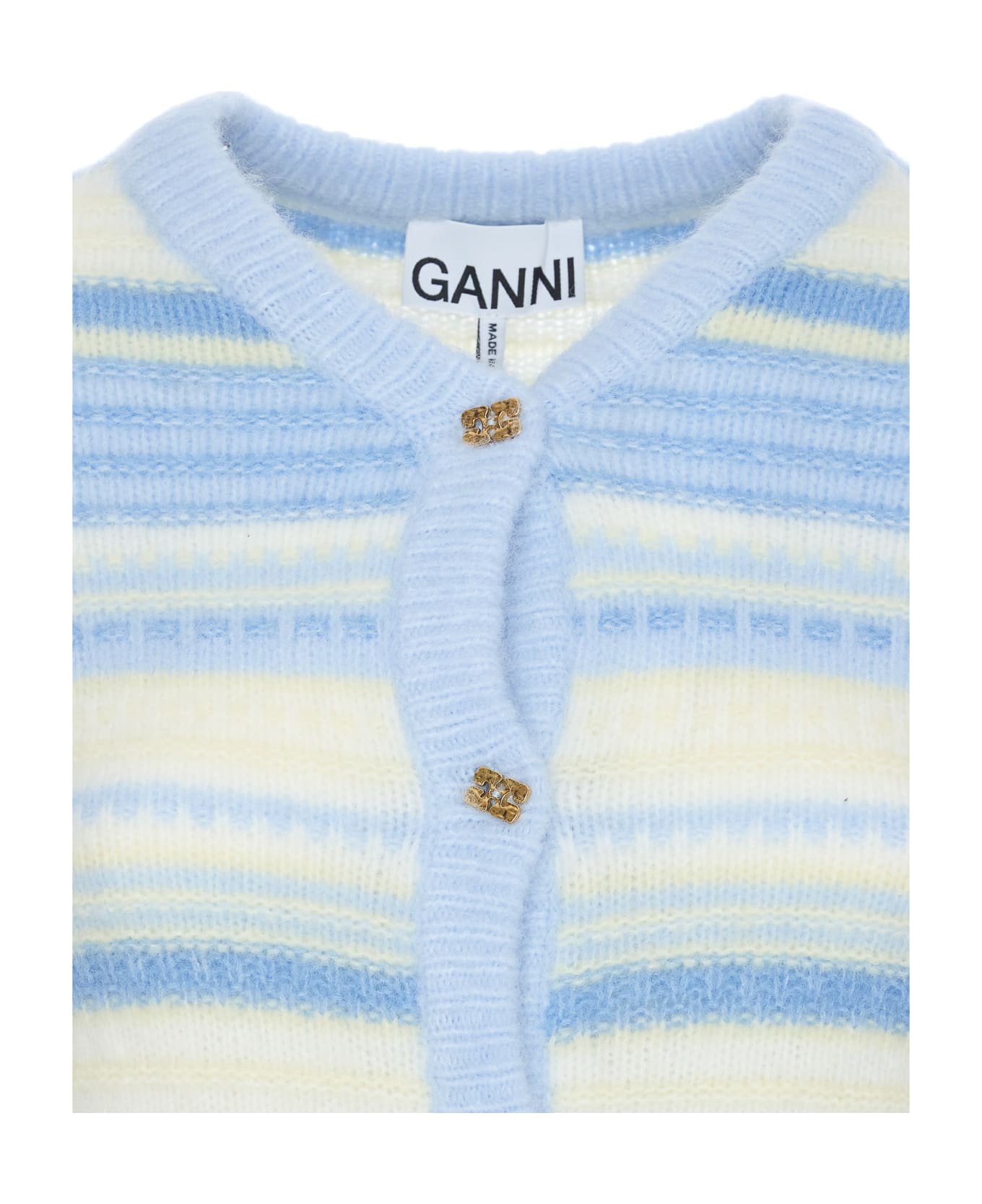 Ganni Blue Striped Soft Wool Cardigan - Blue カーディガン