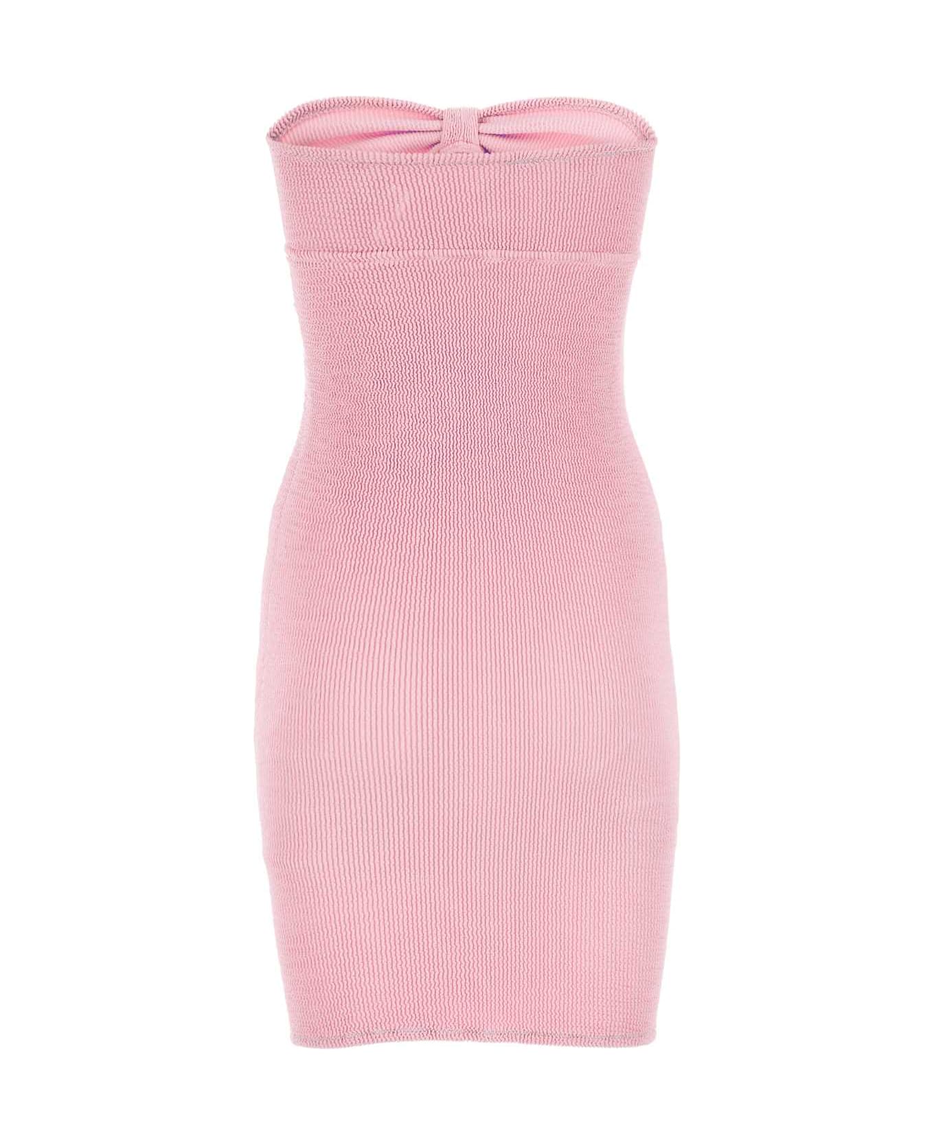 Reina Olga Pastel Pink Stretch Nylon Master Tigress Mini Dress - BABYPINK