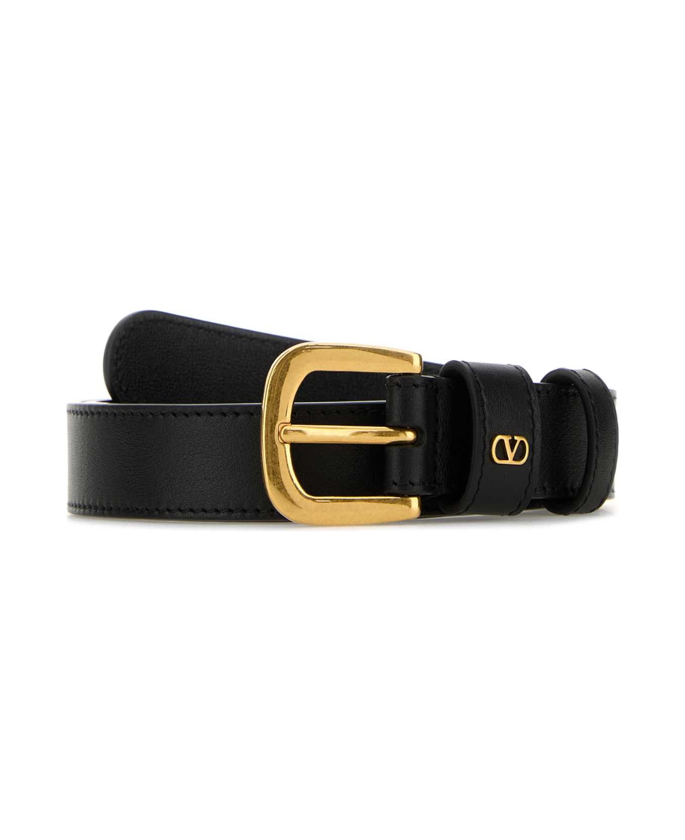 Valentino Garavani Black Leather Belt - NERO