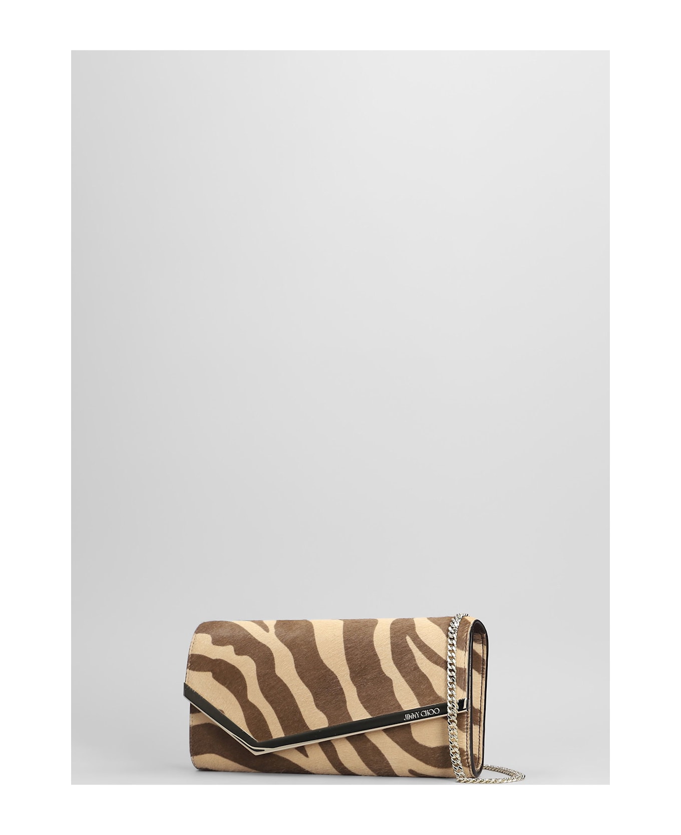 Jimmy Choo Emmie Clutch In Beige Pony Skin - beige