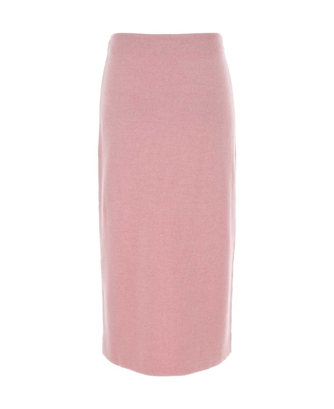 Khaite Pink Wool Blend Skirt - ROSEWATER