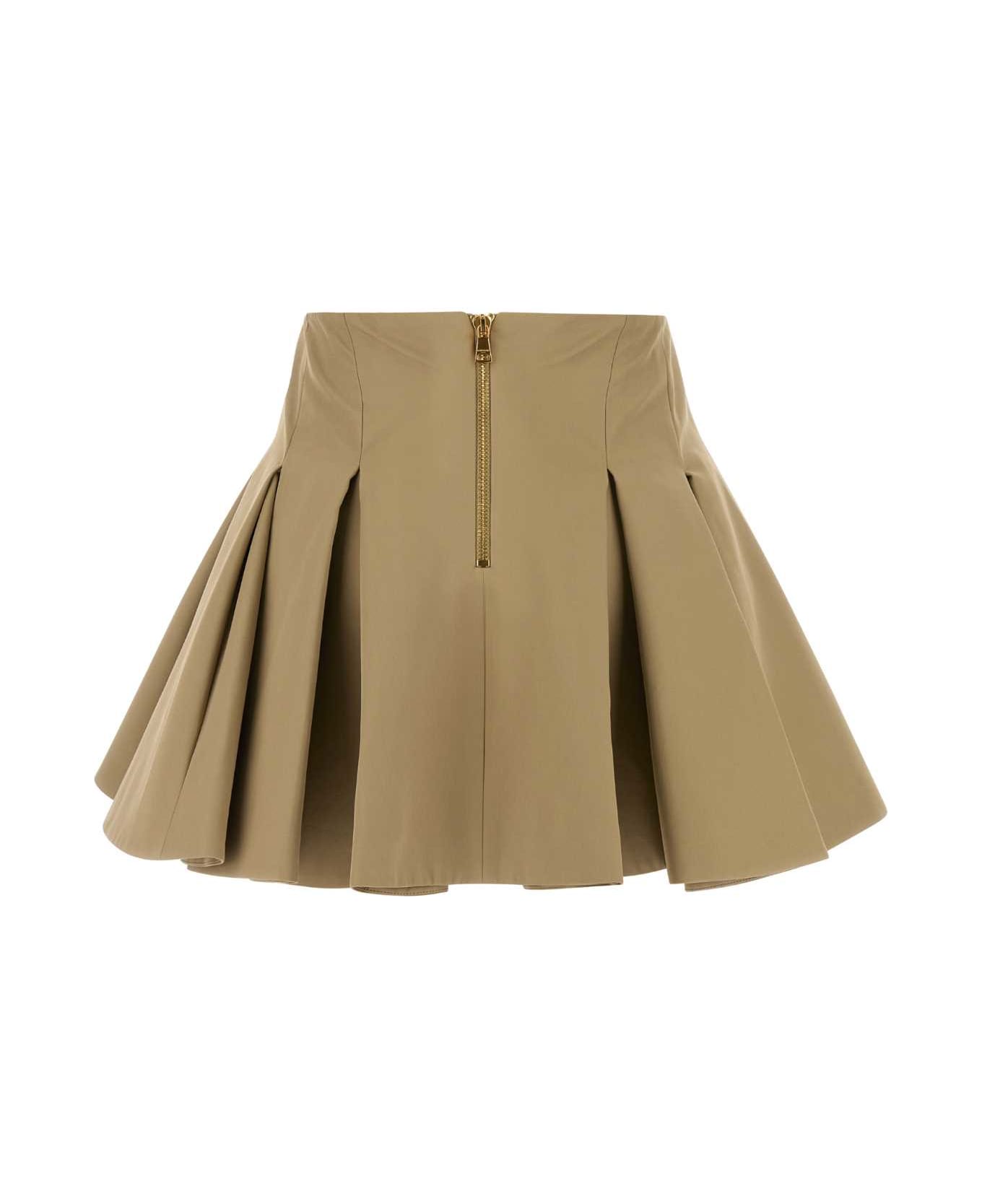 Balmain Escargot Belted Flare Gdp Short Skirt - BEIGE