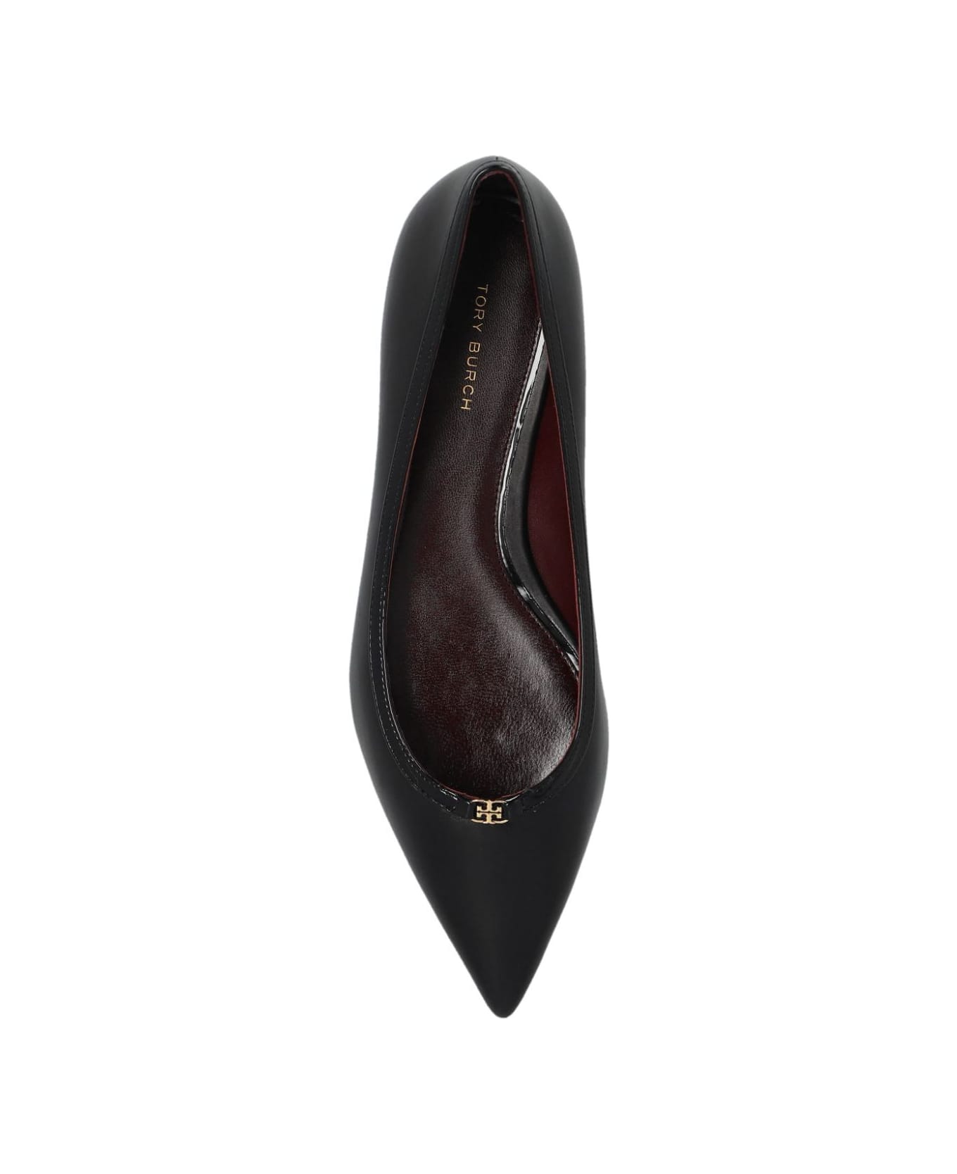 Tory Burch Double T Buckle Pointed Toe Flat - Perfect Black