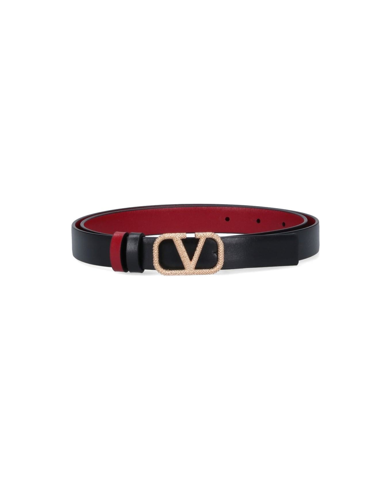 Valentino Garavani 'v Logo Bold Edition' Belt - Black