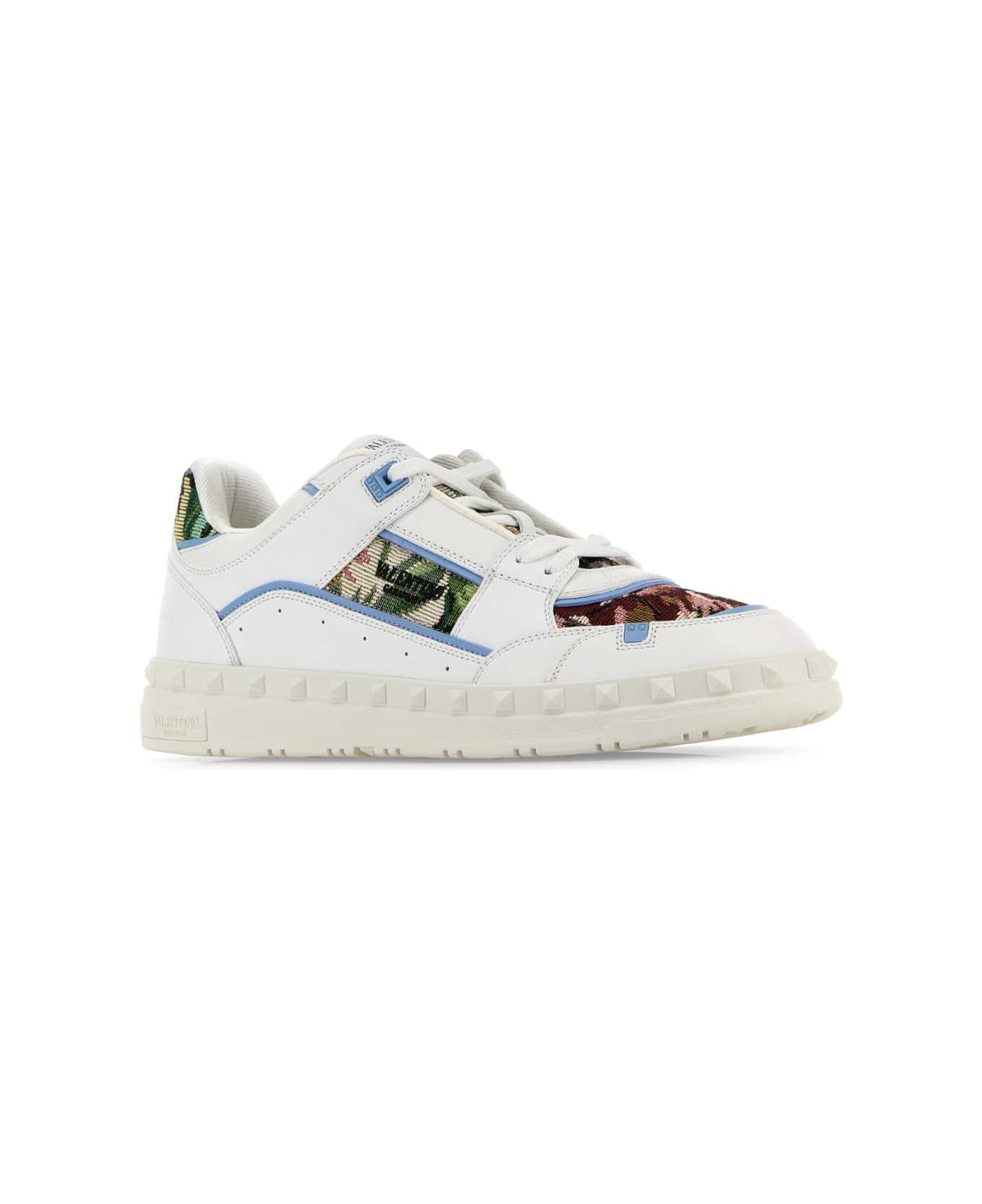 Valentino Garavani Two-tone Leather Freedots Sneakers - BIANCOMULTICOLORPOPELINEBLUE