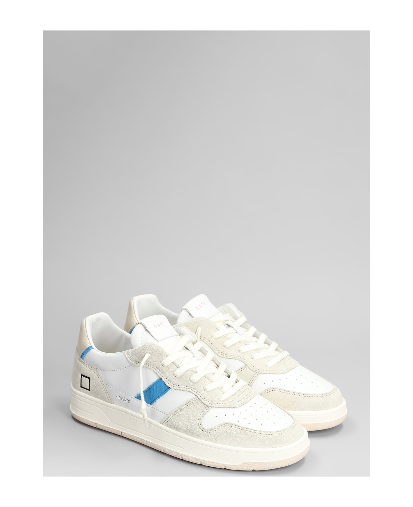 D.A.T.E. Court 2.0 Vintage Sneakers In White Suede And Leather - White