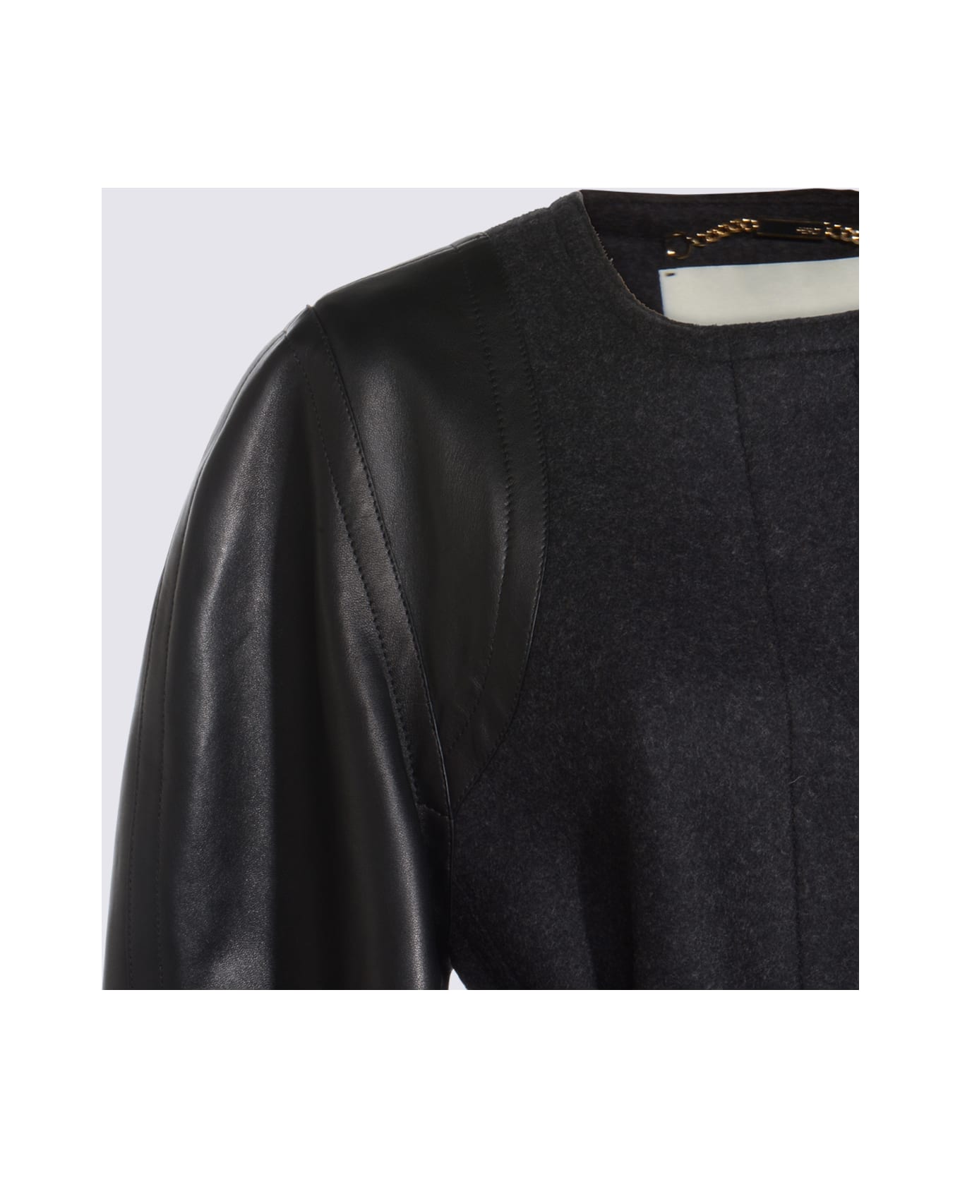 Fendi Black Leather Jacket - Black/grey