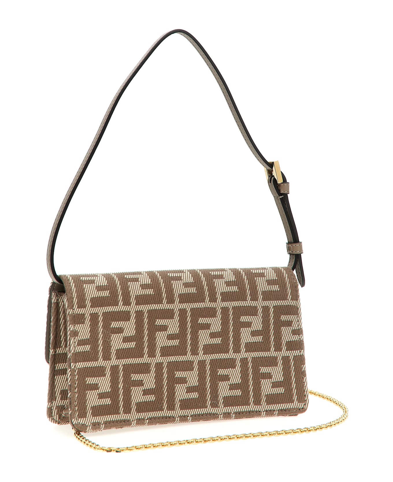 Fendi 'baguette' Wallet On Chain - Beige