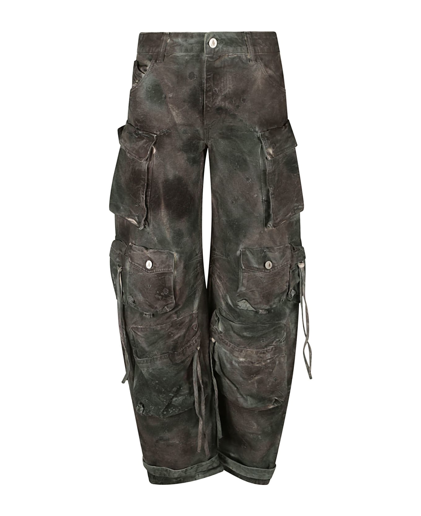 The Attico Fern Long Jeans - Stained Green Camouflage