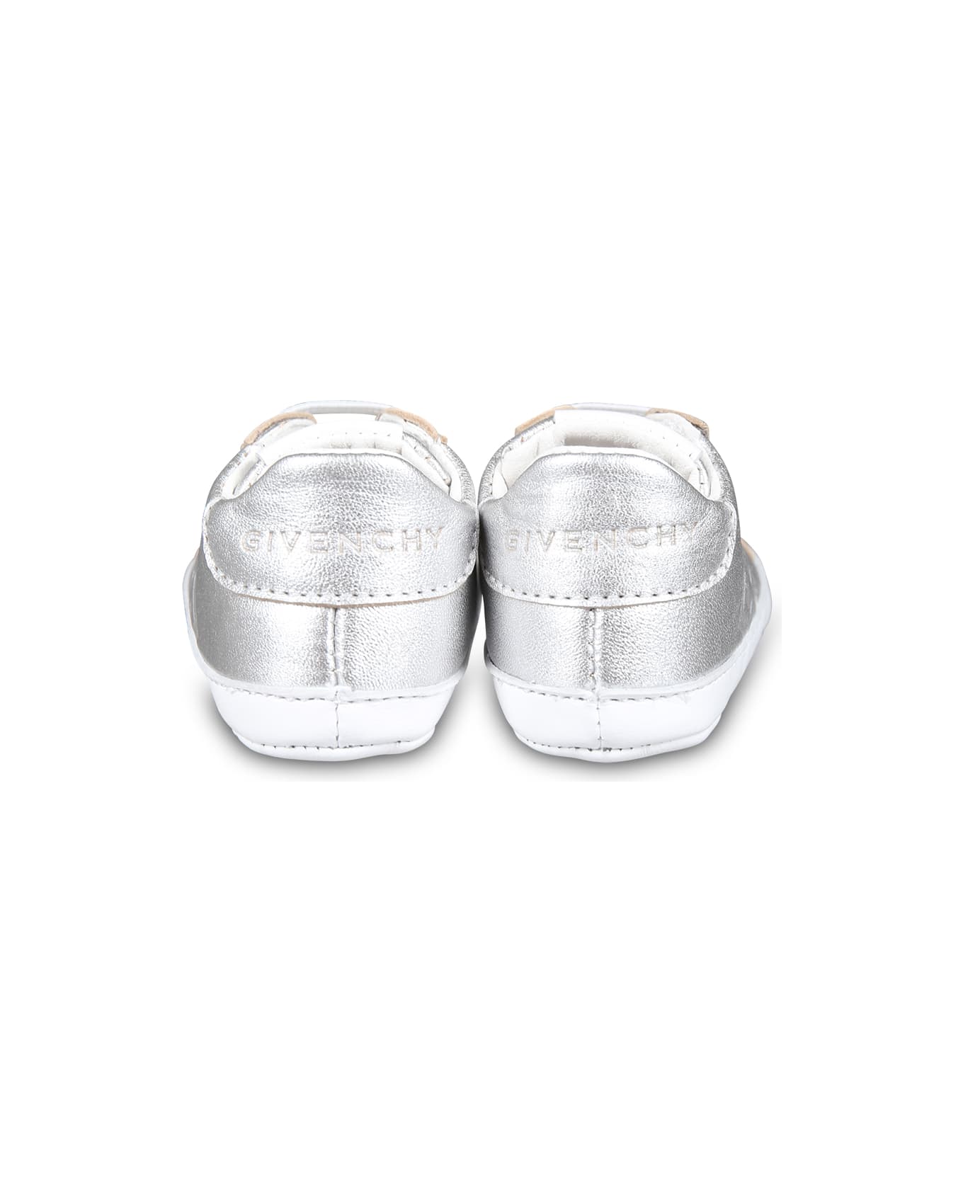 Givenchy Silver Sneakers For Baby Girl With Iconic 4g Motif - Silver