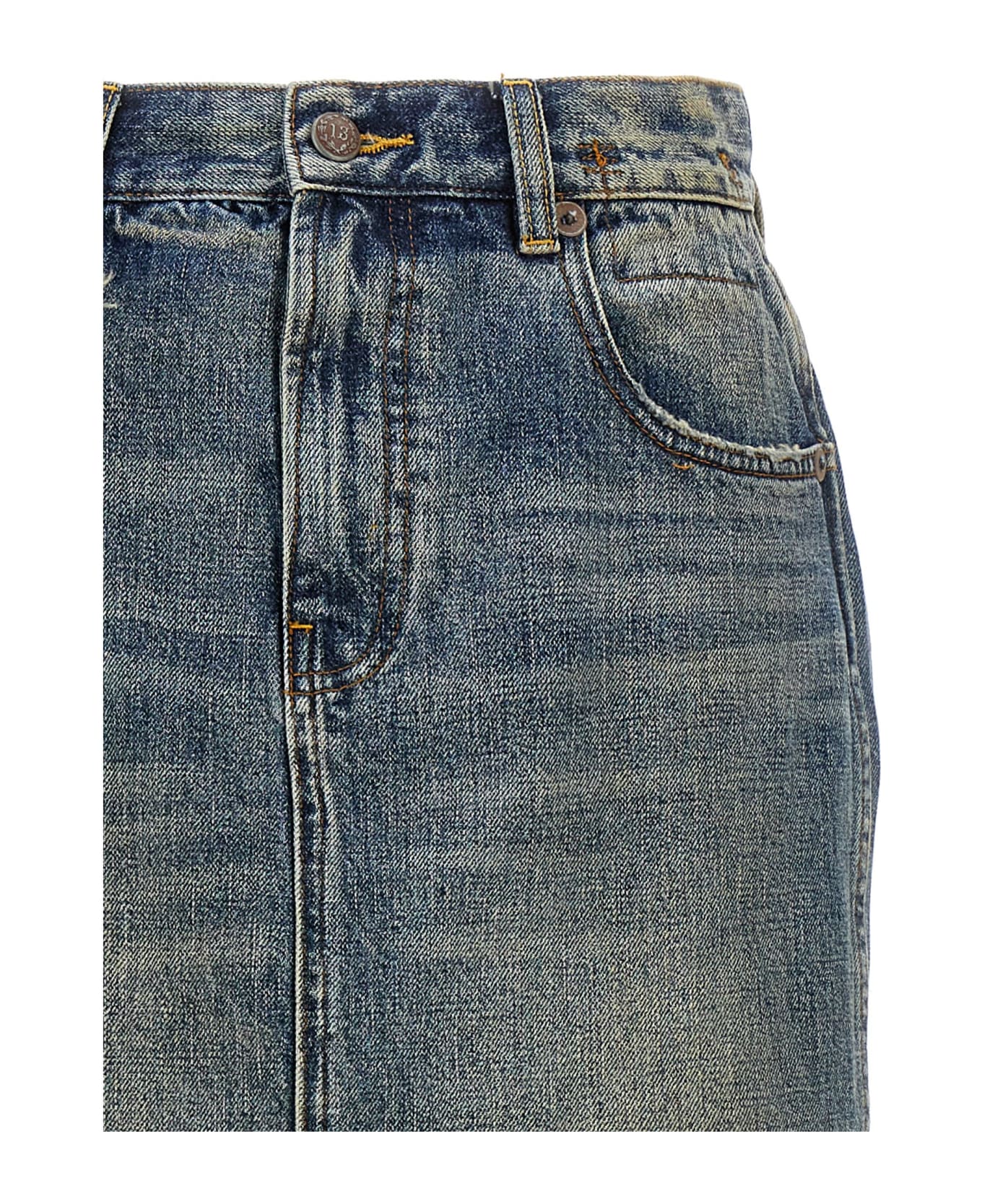 R13 'devon Side Slit' Skirt - Blue