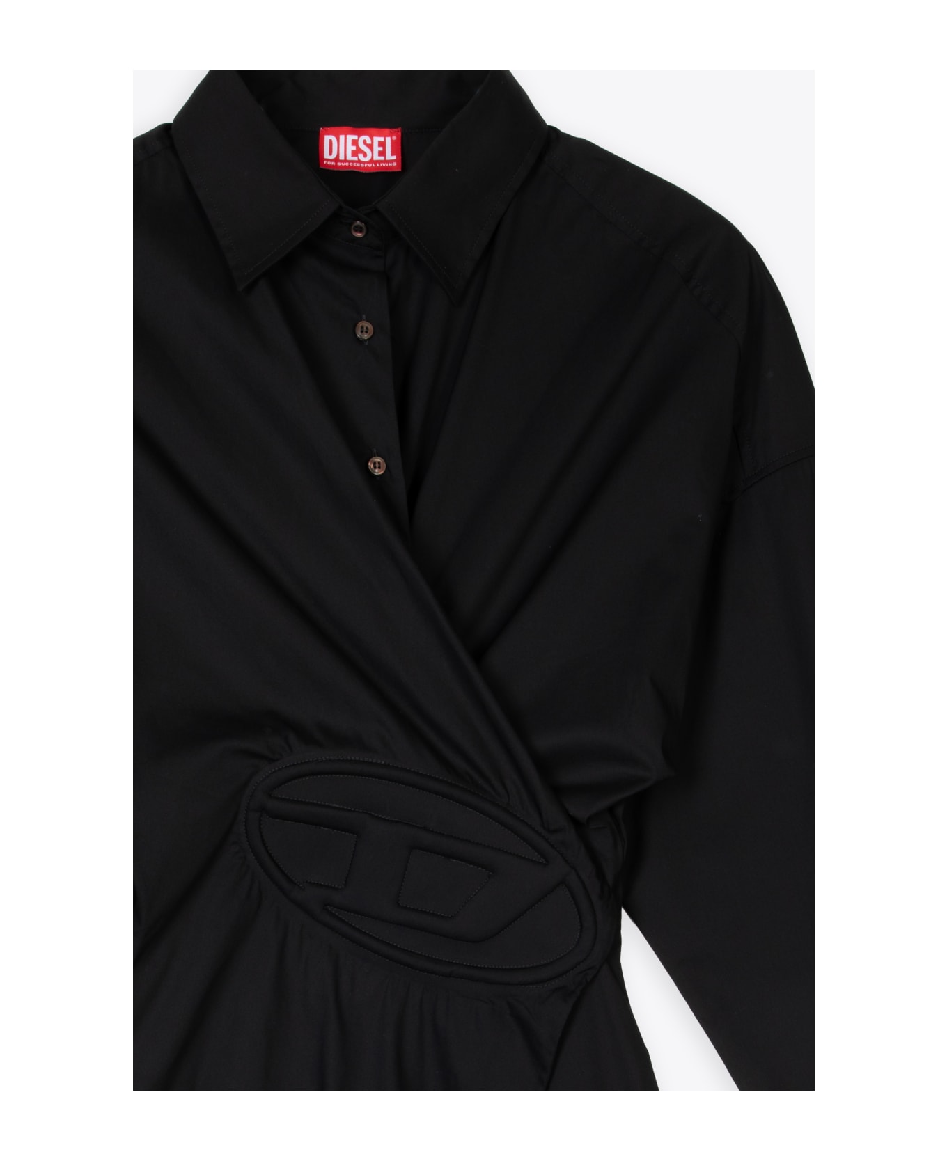 Diesel D-sizen-n1 Black poplin shirt/dress with logo - D Sizen N1 - Nero ワンピース＆ドレス
