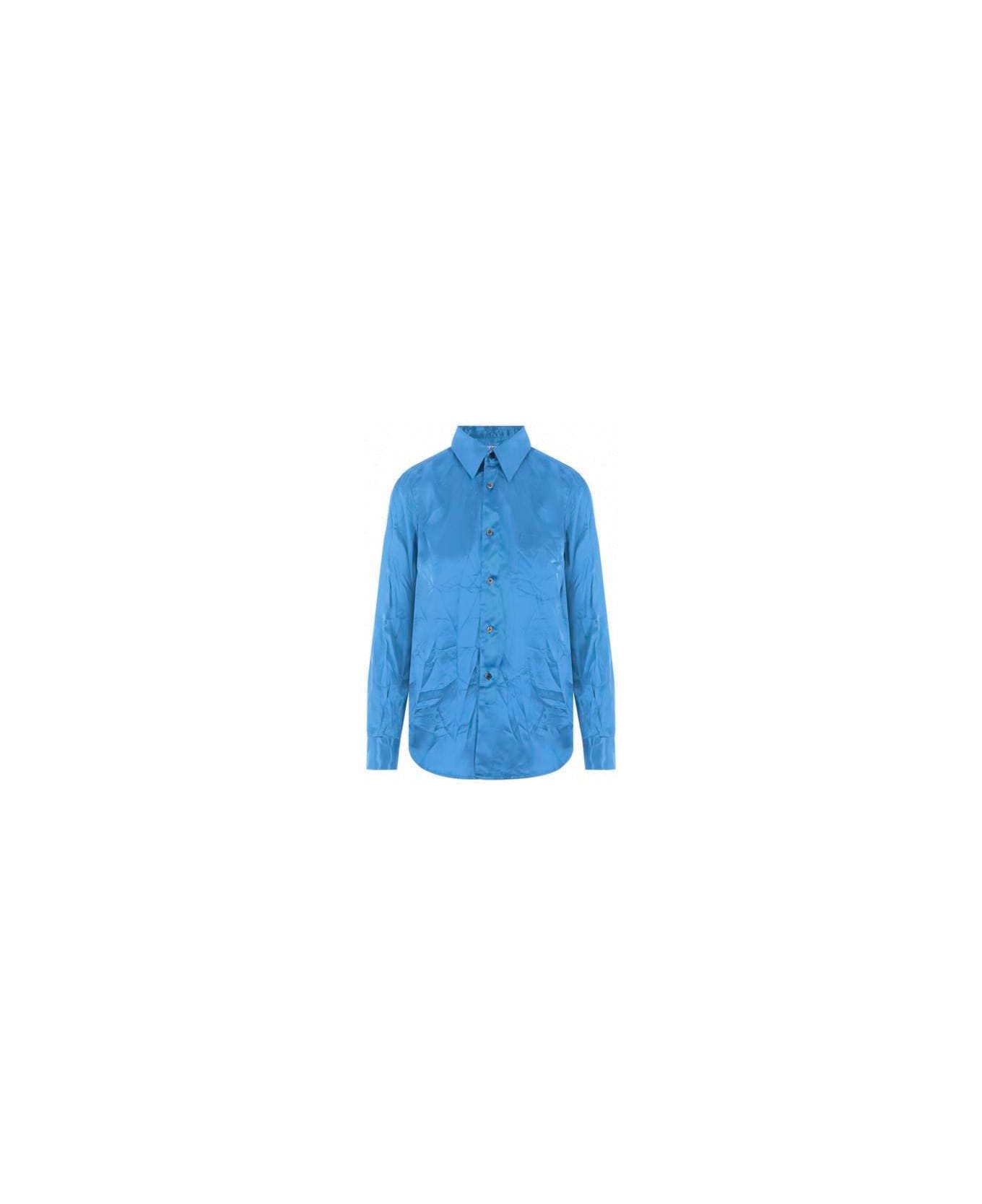 Comme des Garçons Long-sleeved Satin Shirt - Blue