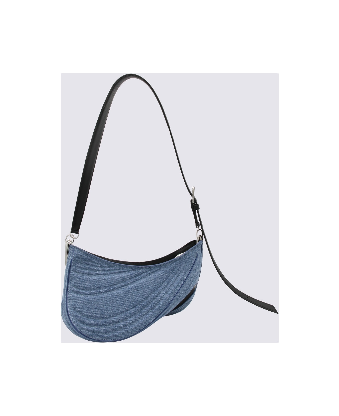 Mugler Blue Leather Curve Shoulder Bag - MEDIUM BLUE