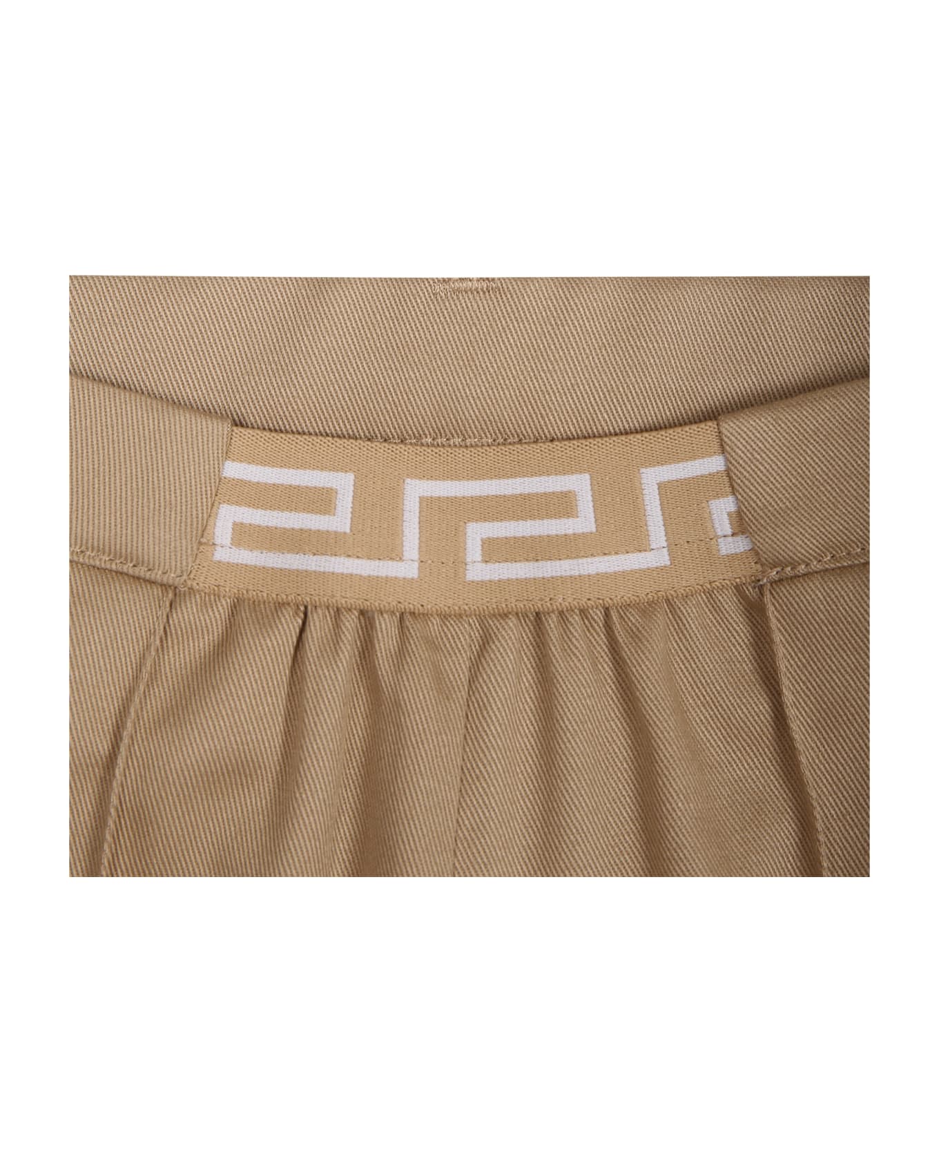 Versace Beige Trousers For Baby Boy With Logo - Beige ボトムス