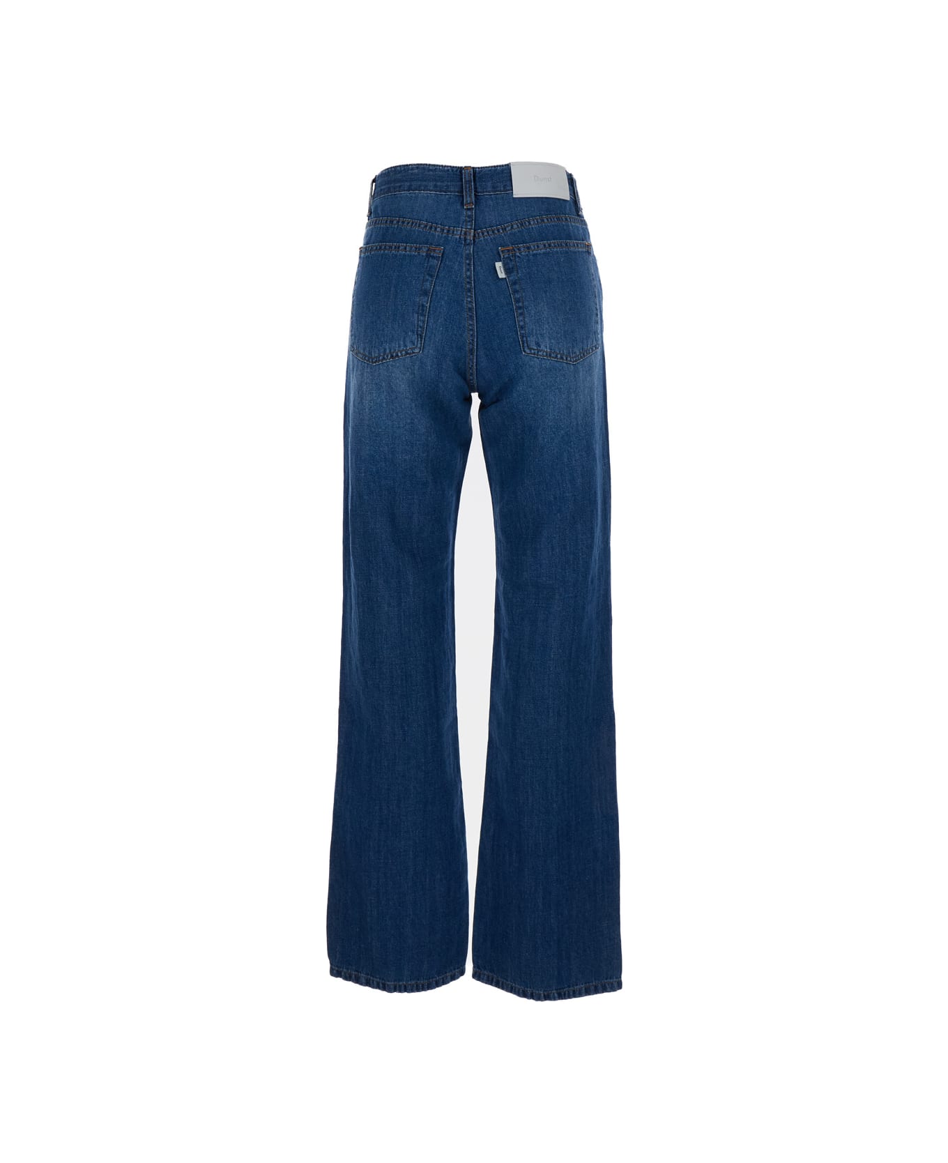 Dunst Blue Flared Jeans In Cotton And Linen Woman - Blu