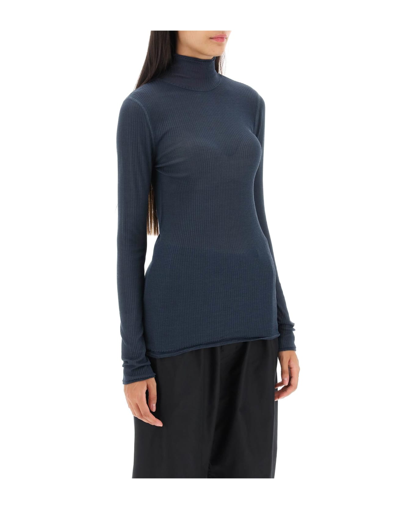 Lemaire Seamless Silk Turtleneck Sweater - STORM BLUE (Blue) ニットウェア
