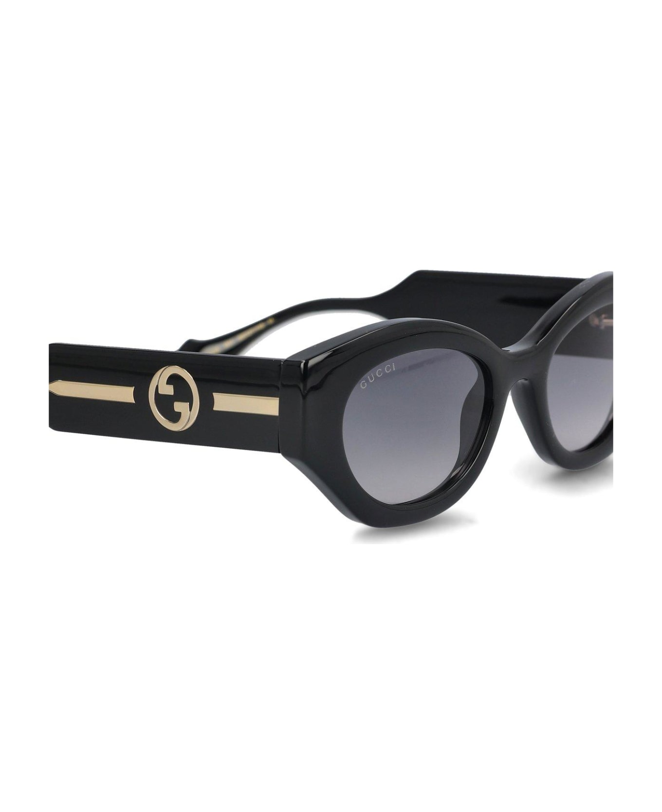Gucci Eyewear Oval Frame Sunglasses - Black Crystal Grey