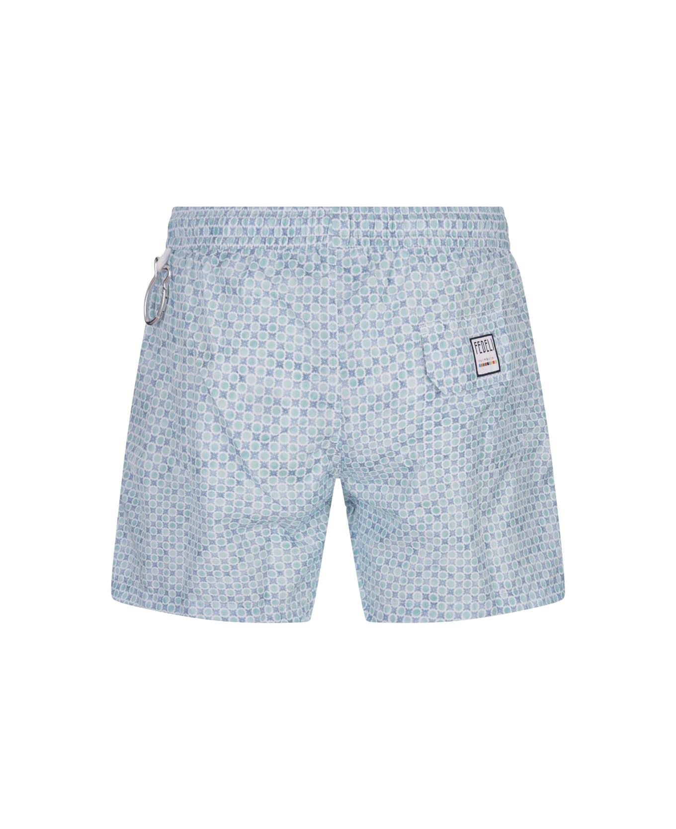 Fedeli Swim Shorts With Micro Pattern Of Polka Dots And Flowers - Blue