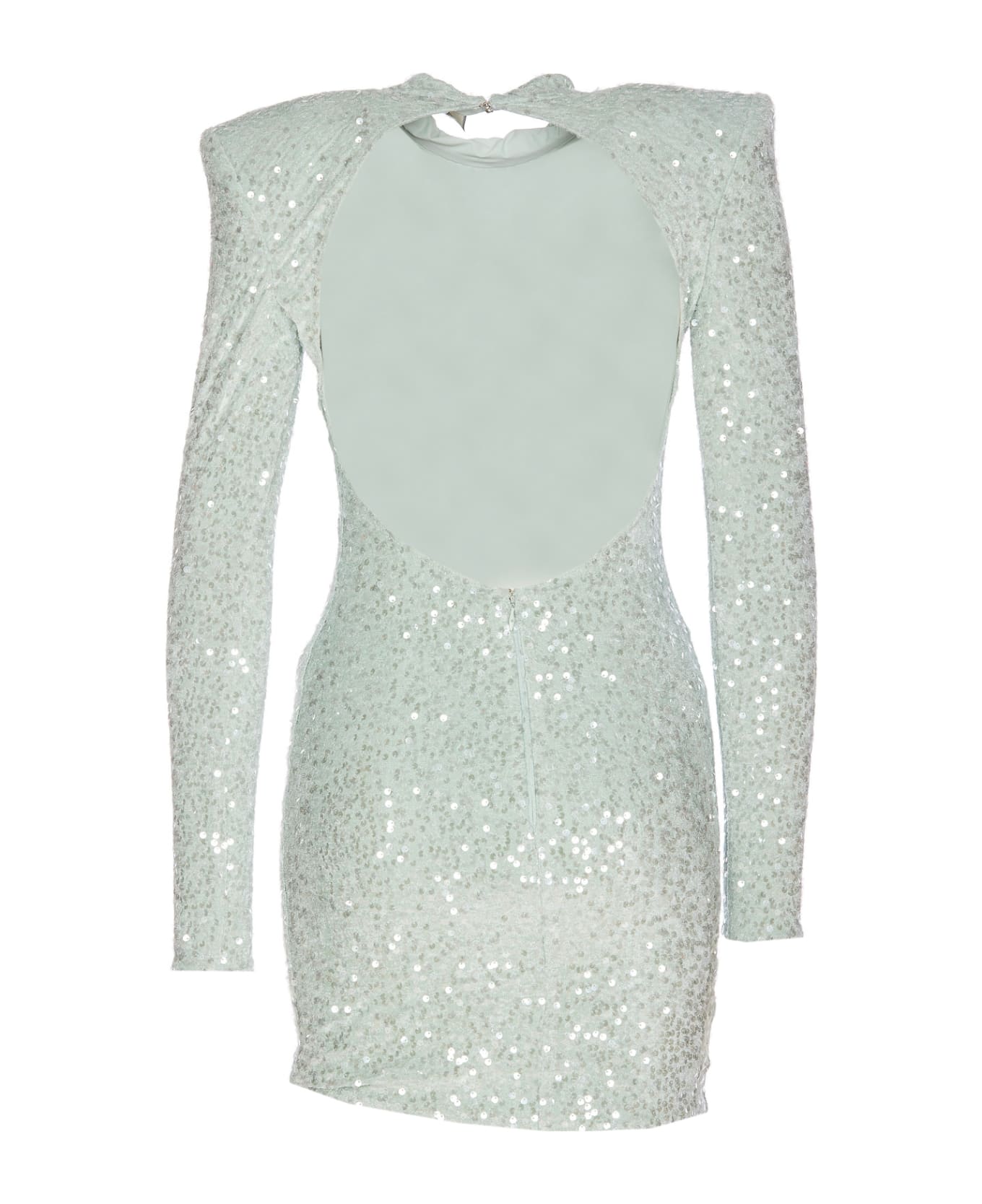 Elisabetta Franchi Mini Dress In Sequins With Structured Shoulders - Green