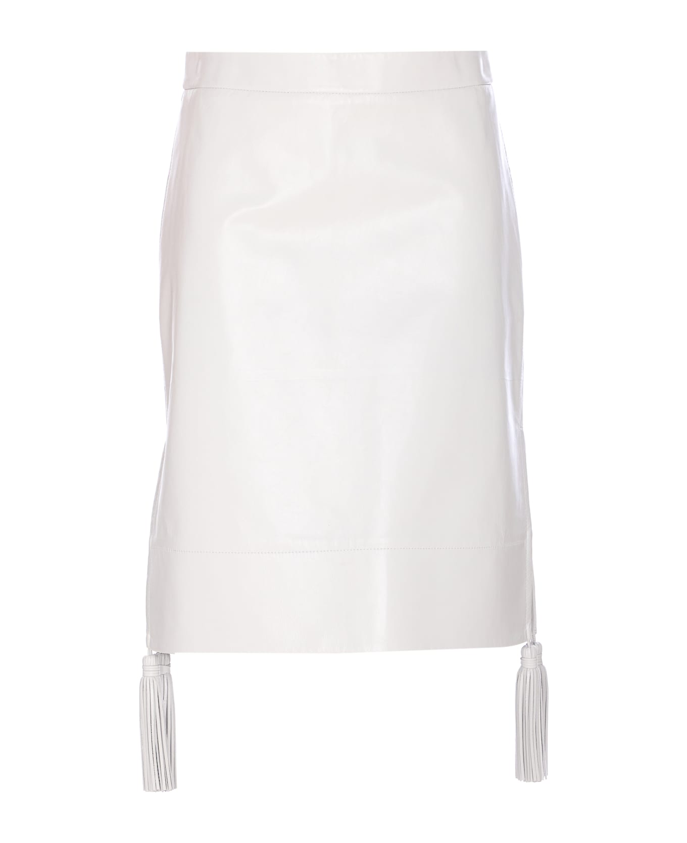 Bottega Veneta Shiny Leather Skirt - White