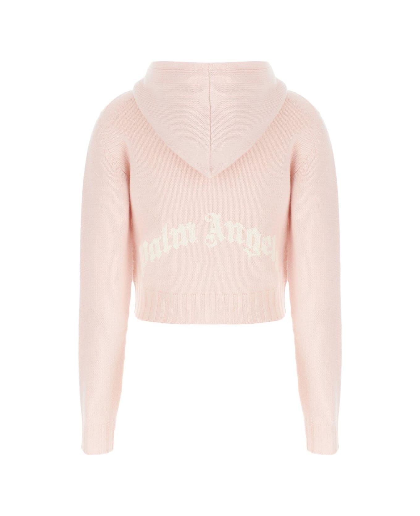 Palm Angels Logo-embroidered Zipped Knitted Hoodie - rosa