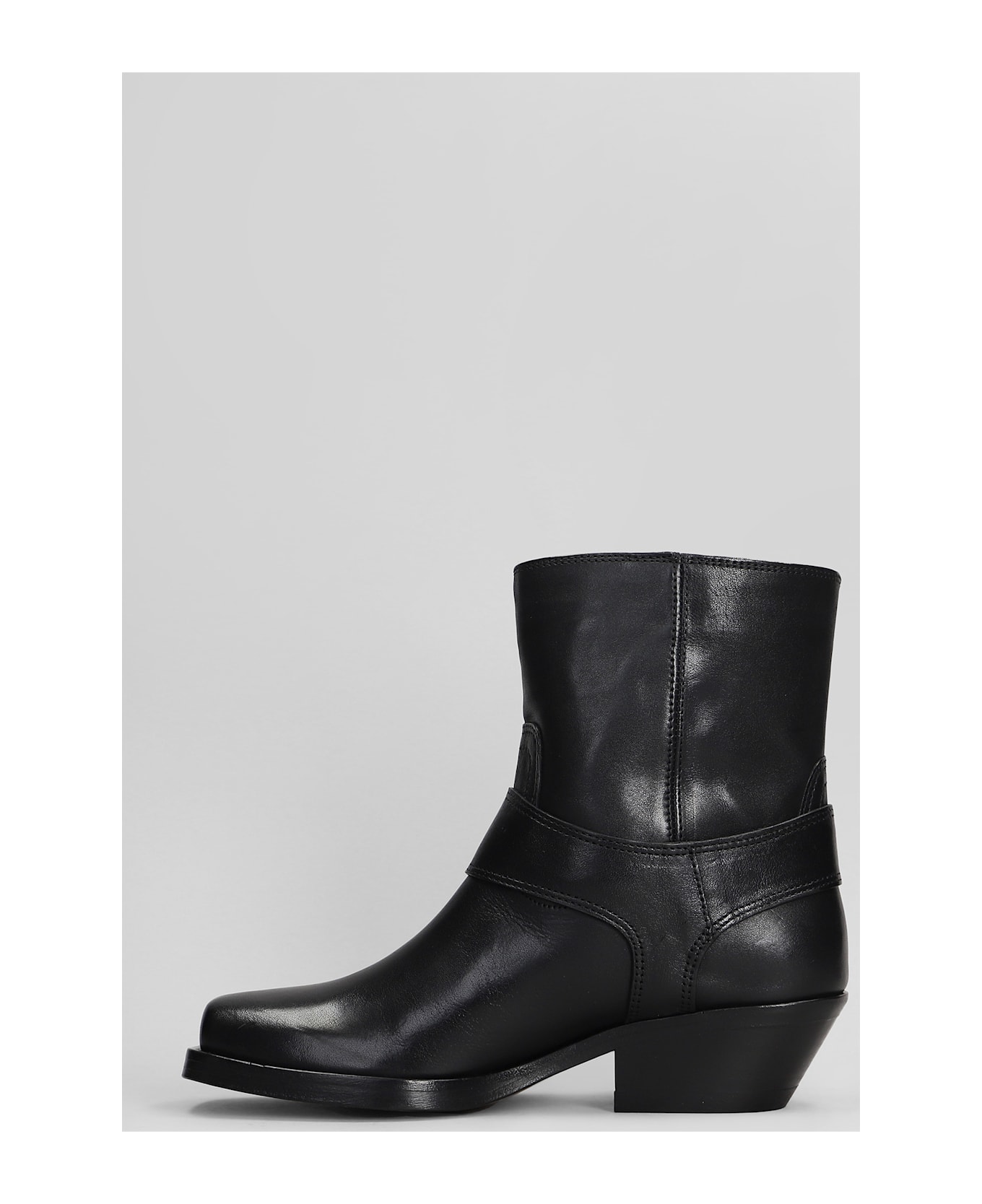 Isabel Marant Akson Gaucho High Heels Ankle Boots In Black Leather - black