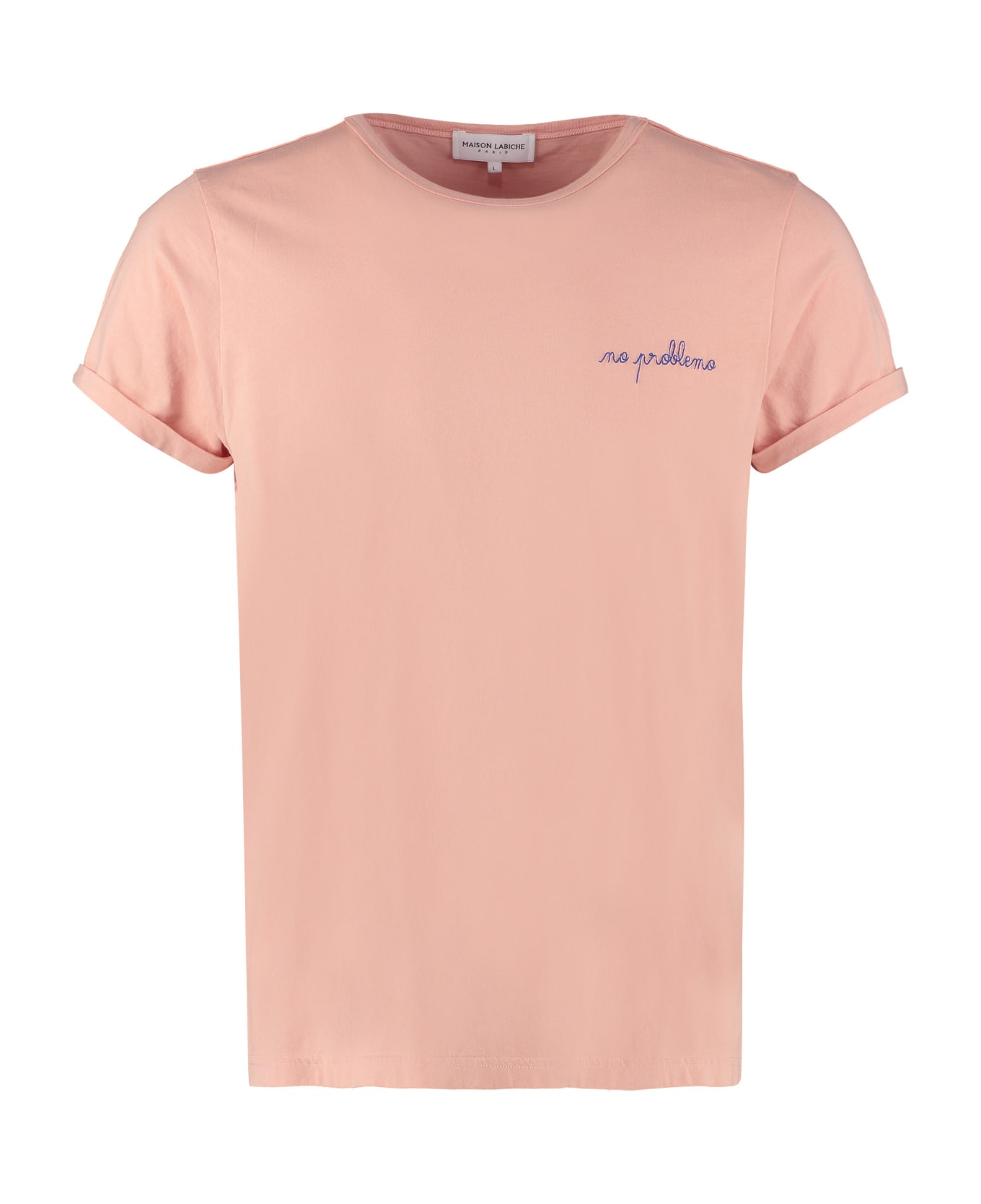 Maison Labiche Embroidered Cotton T-shirt - Salmon pink