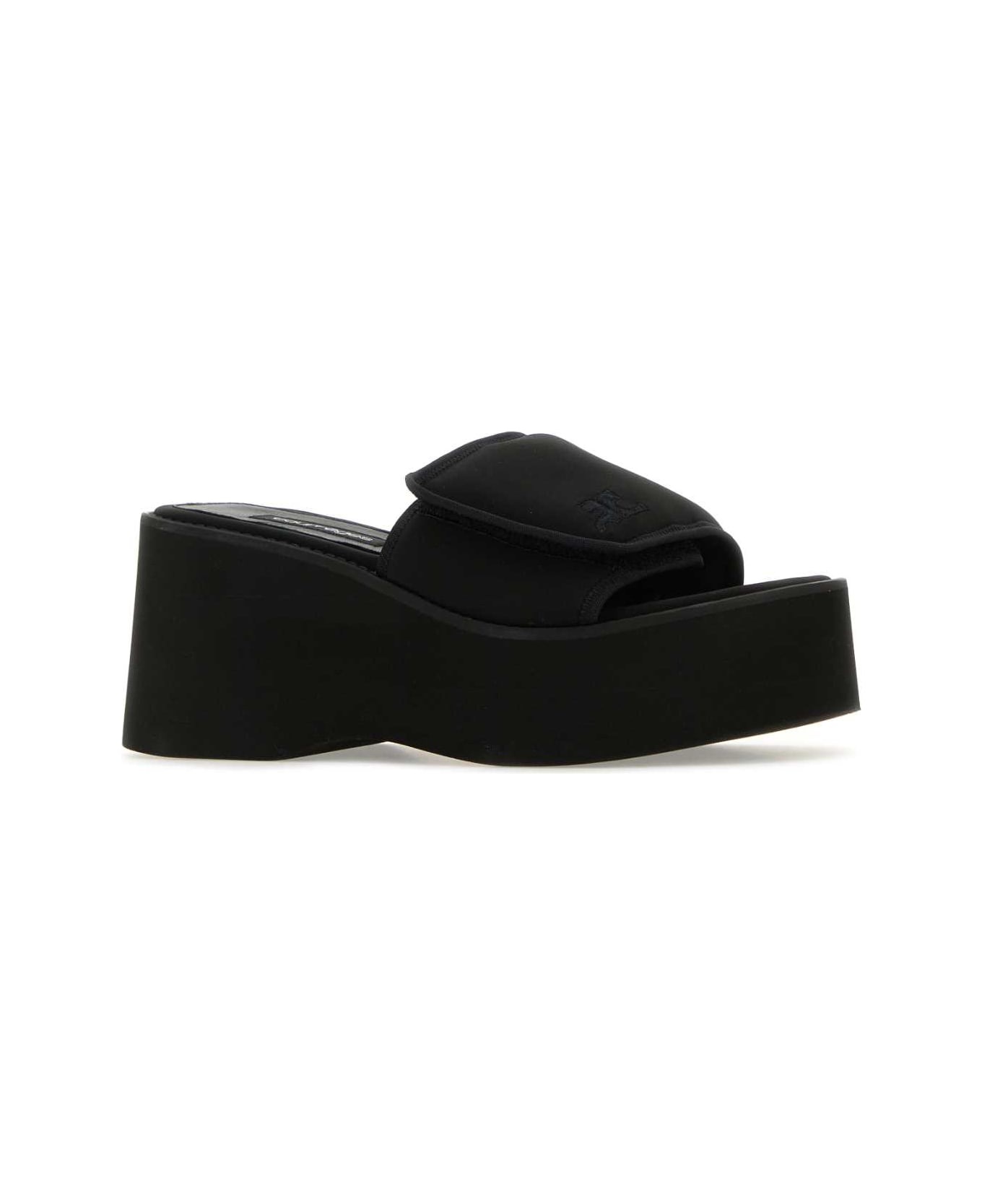 Courrèges Black Stretch Polyester Blend Scusa Wave Slippers - Black サンダル