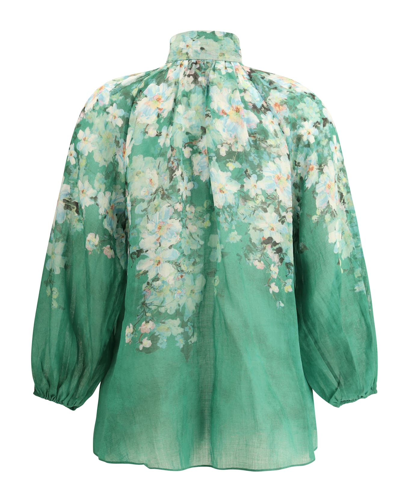 Zimmermann Everley Blouse - Green Watercolour Floral