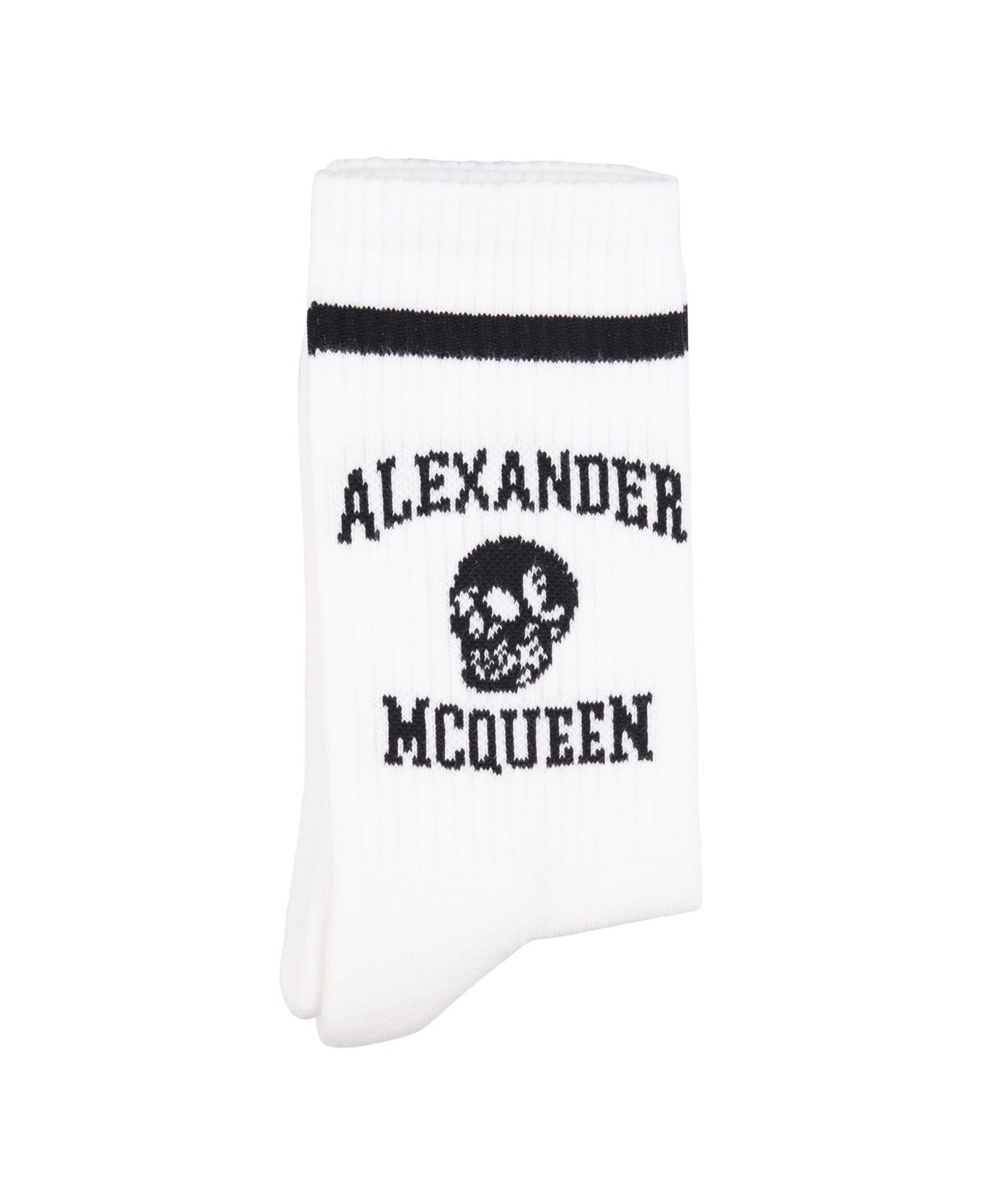 Alexander McQueen Logo Skull Socks - Bianco