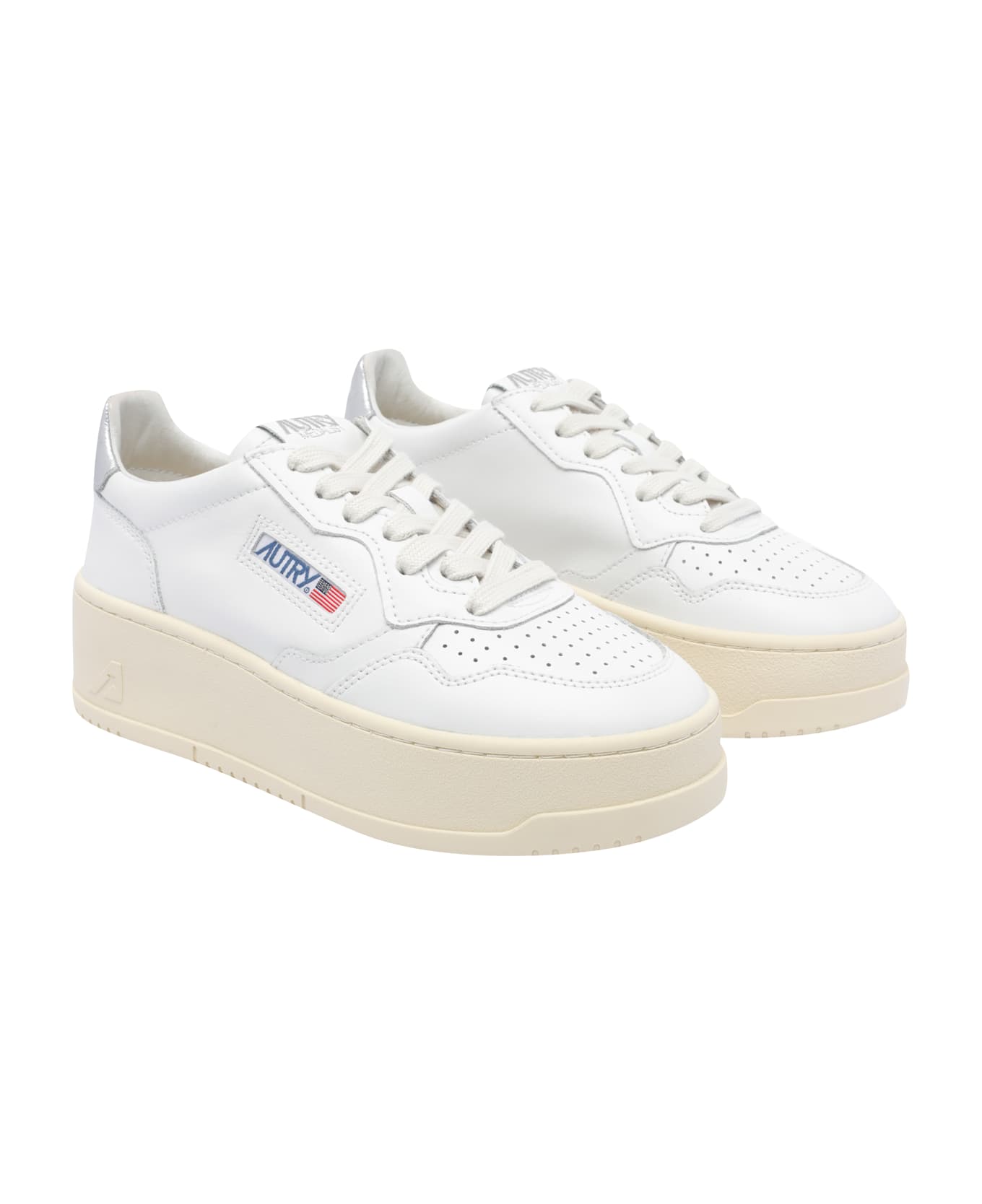 Autry Medialist Platform Sneakers - Wht/silver