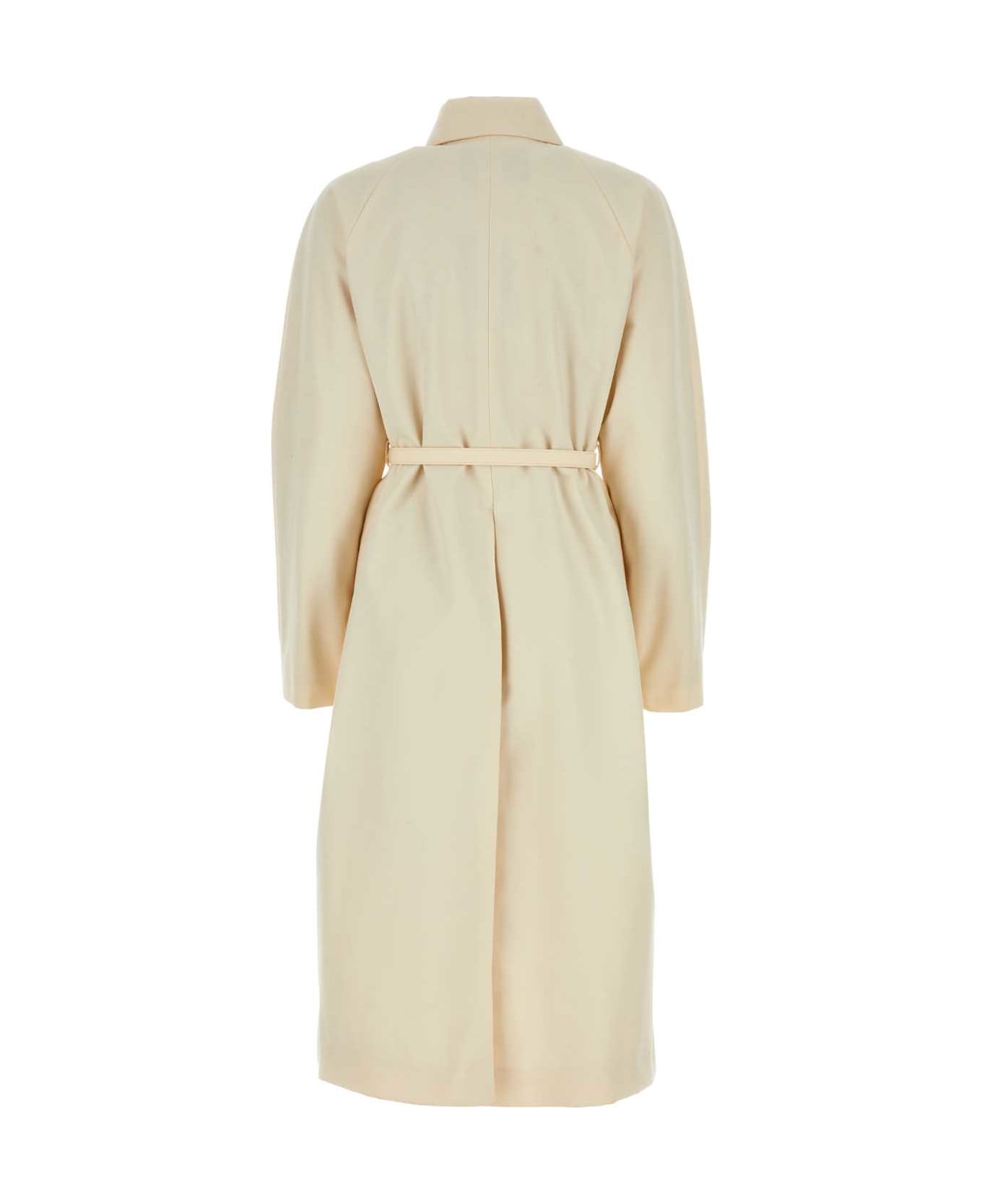 Fendi Ivory Polyester Blend Overcoat - AVORIO