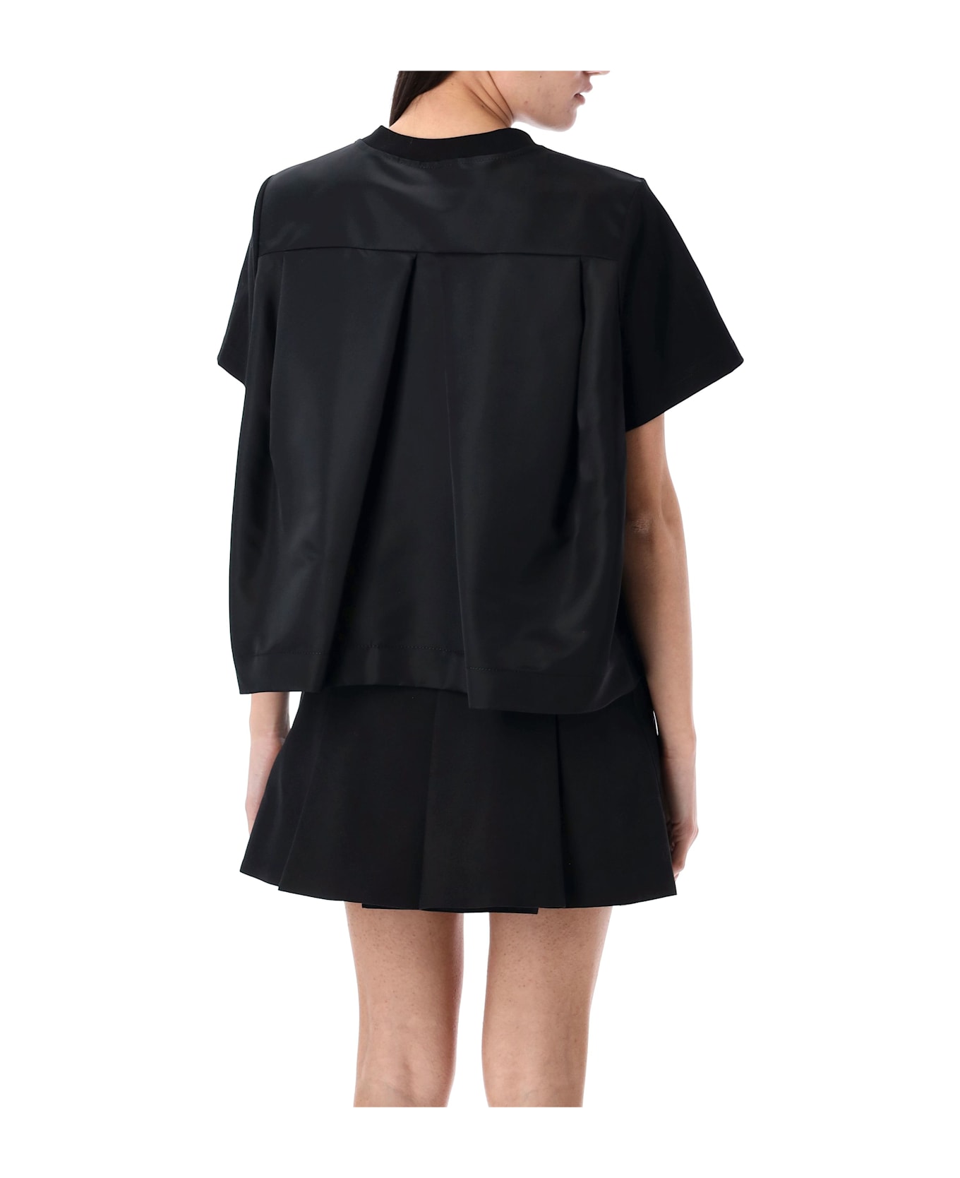 Sacai Nylon Twill Mix Cotton Jersey T-shirt - BLACK