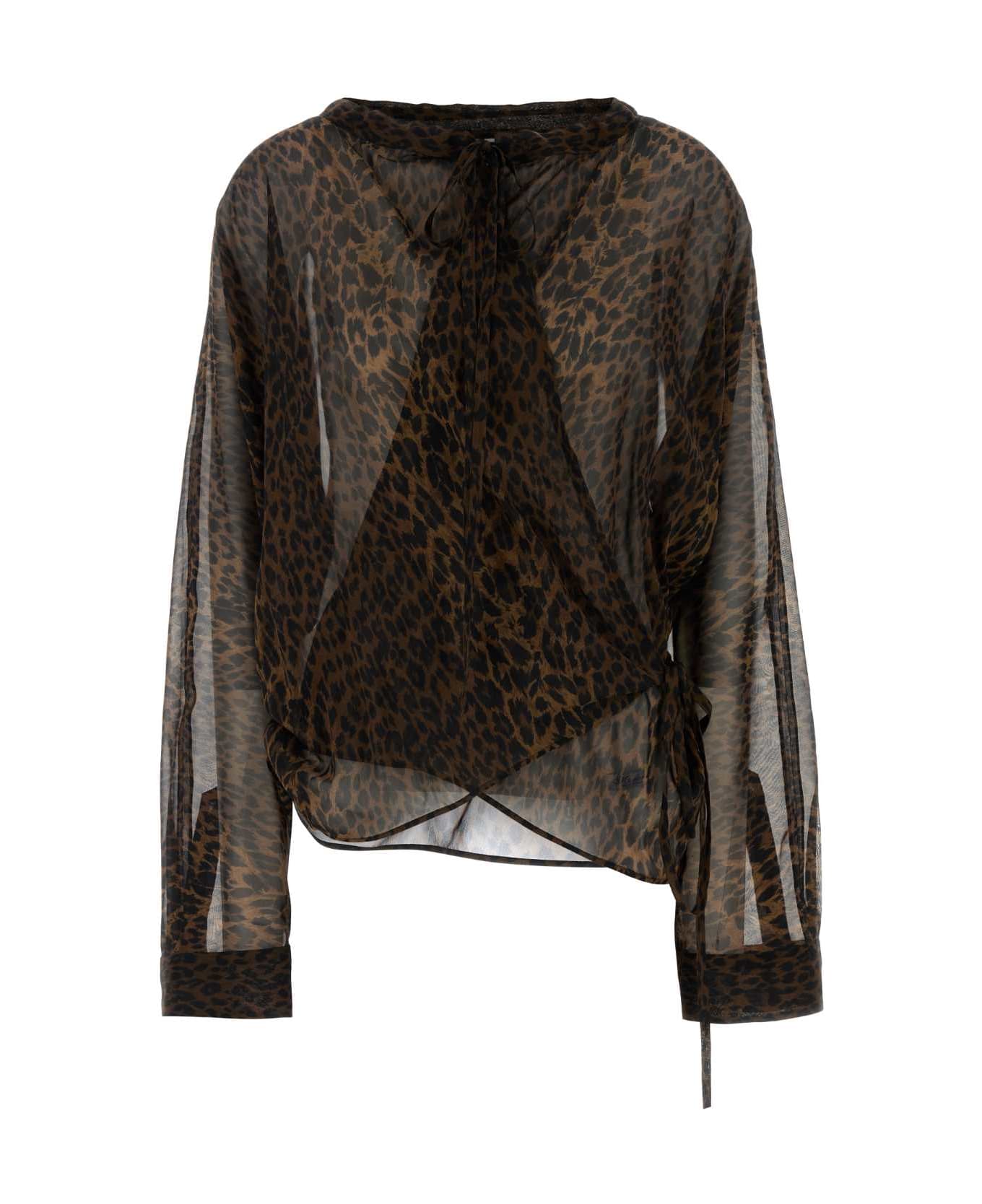 Balenciaga Printed Georgette Blouse - BROWN