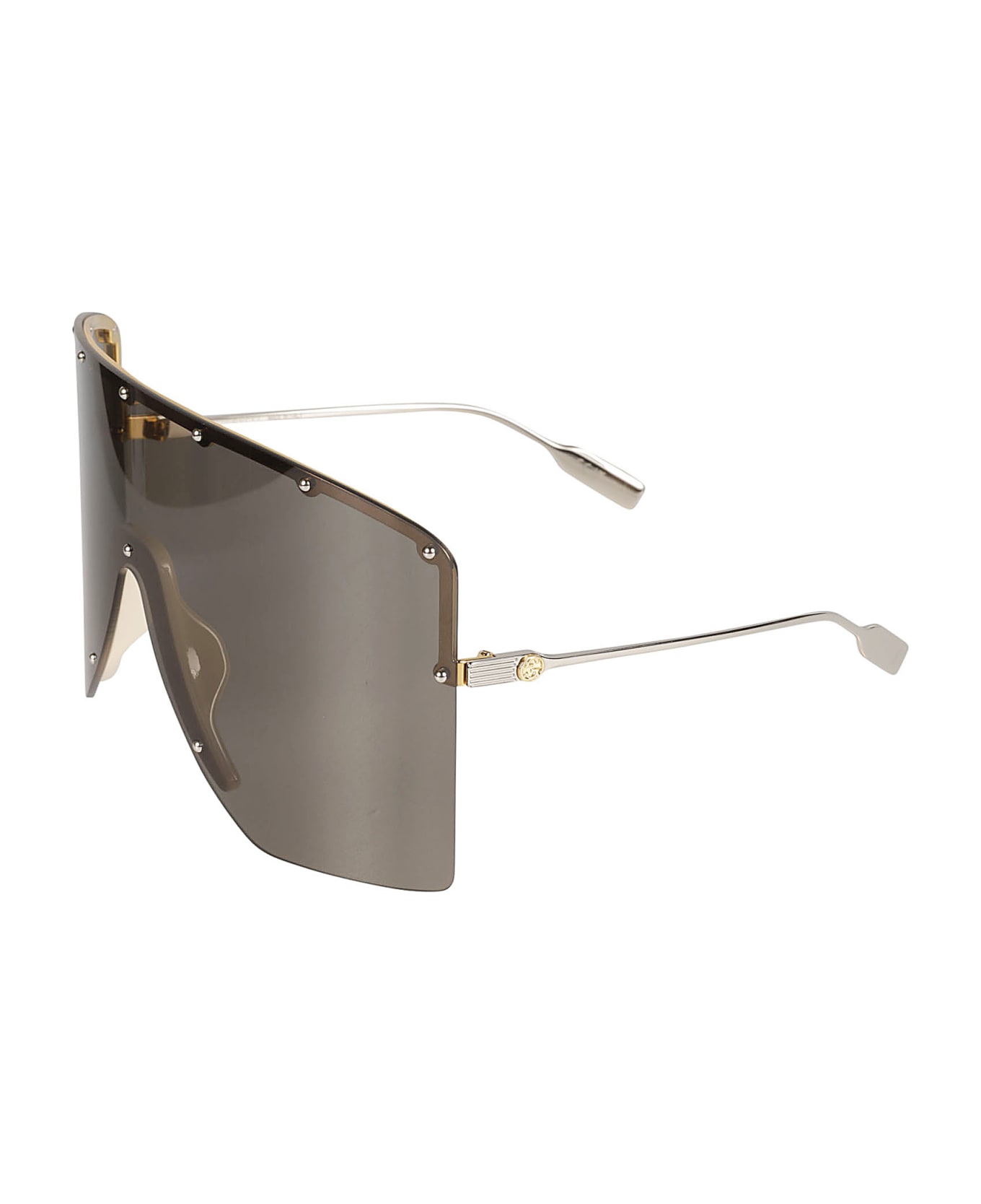 Gucci Eyewear Shield Studded Sunglasses - Gold/Silver