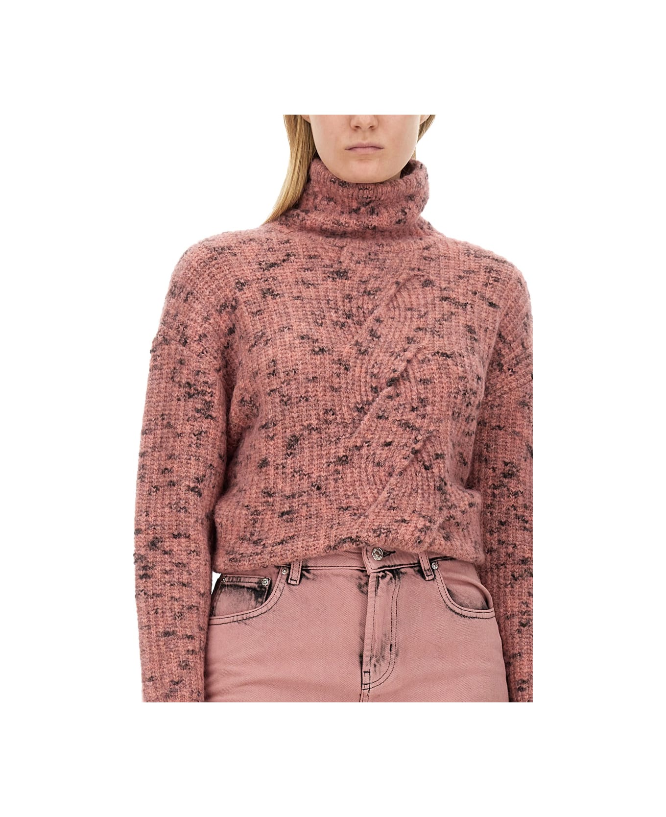 M05CH1N0 Jeans Pink Wool Blend Turtleneck Sweater - PINK