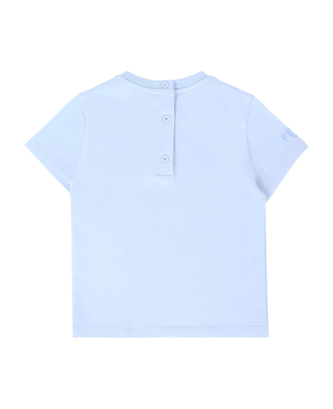 Fendi Light Blue T-shirt For Baby Boy With Teddy Bear - Light Blue