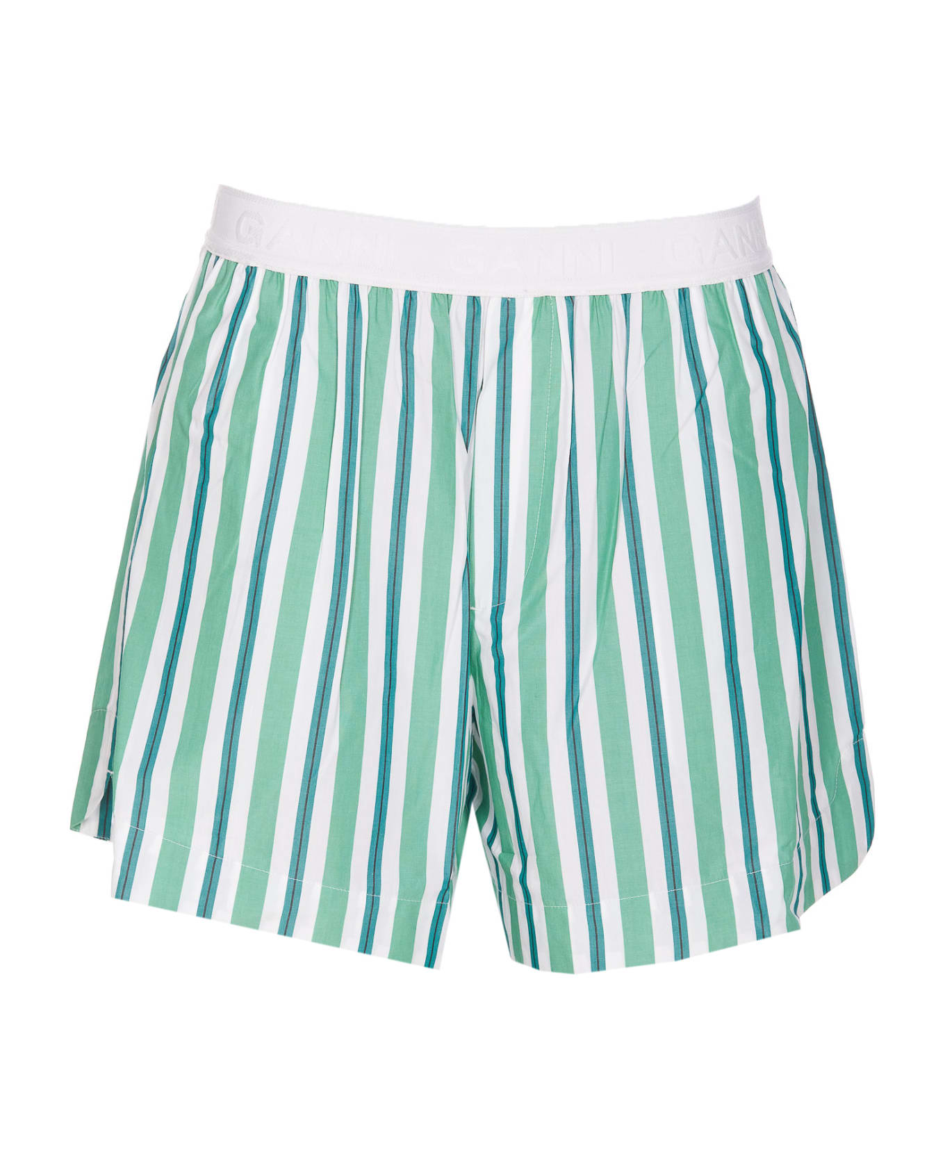 Ganni Striped Shorts - Verde ショートパンツ