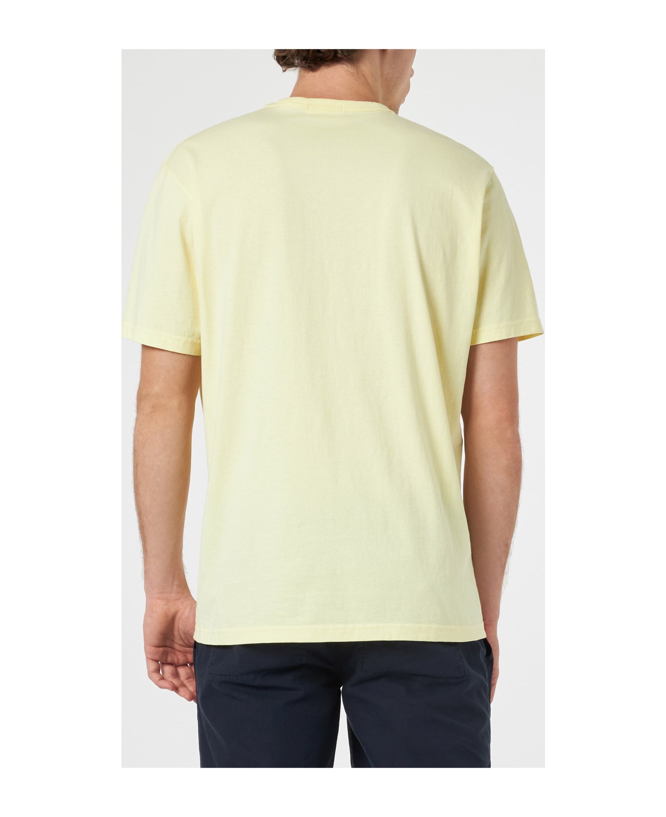 MC2 Saint Barth Man Pale Yellow Cotton Jersey T-shirt Dover With St. Barth Embroidery - YELLOW