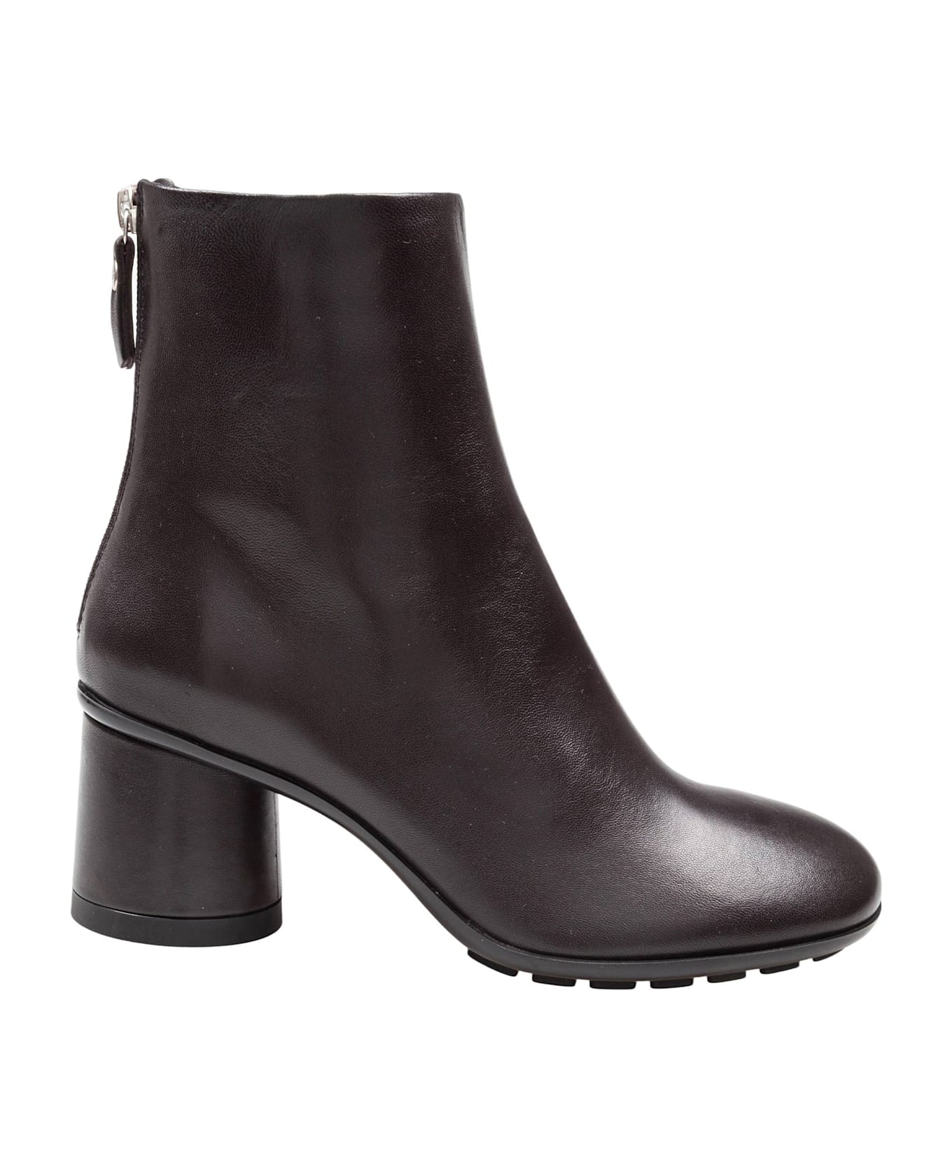 AGL Softy Curvy Leather Ankle Boots In Dark Brown - Brown ブーツ