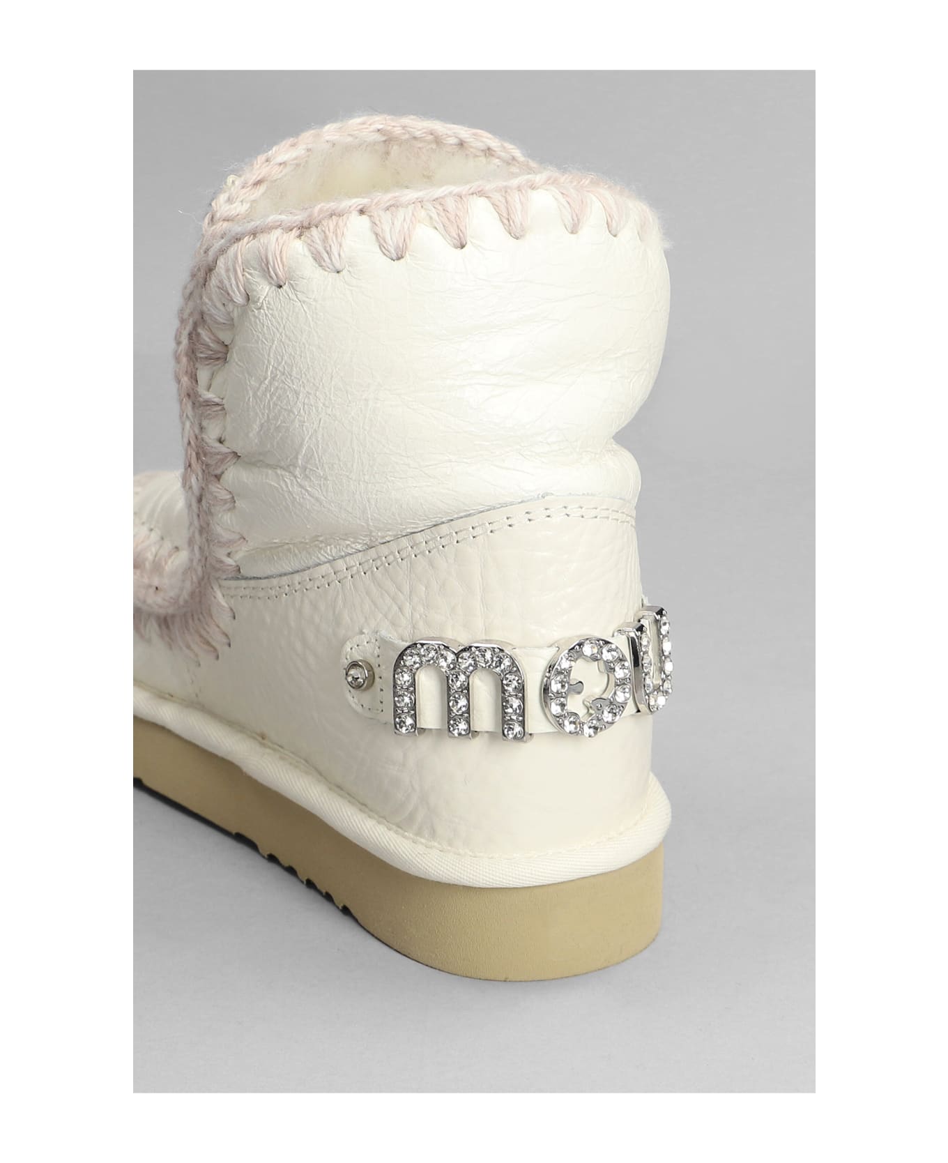 Mou Eskimo 18 Low Heels Ankle Boots In White Leather - white ブーツ