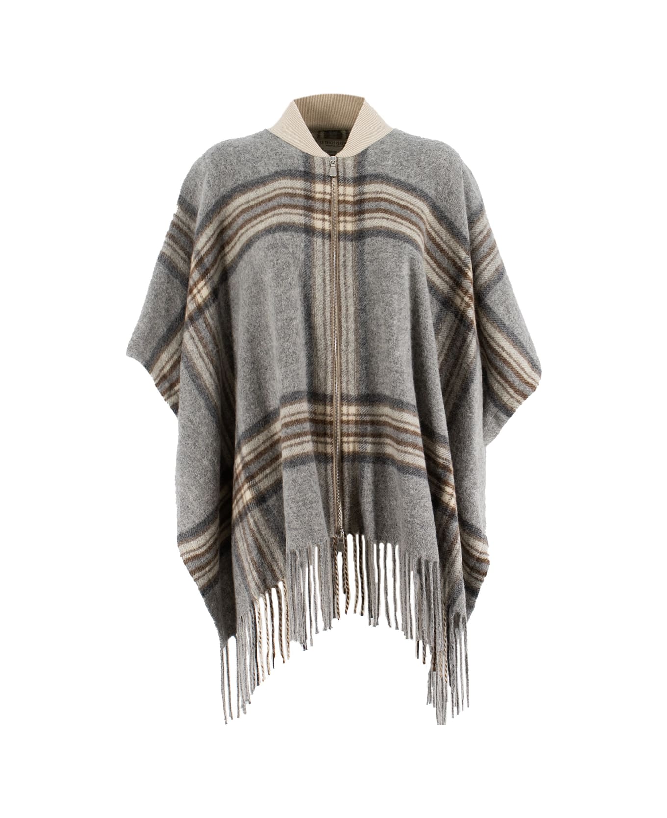 Le Tricot Perugia Cape - GREY  IRON  BEIGE