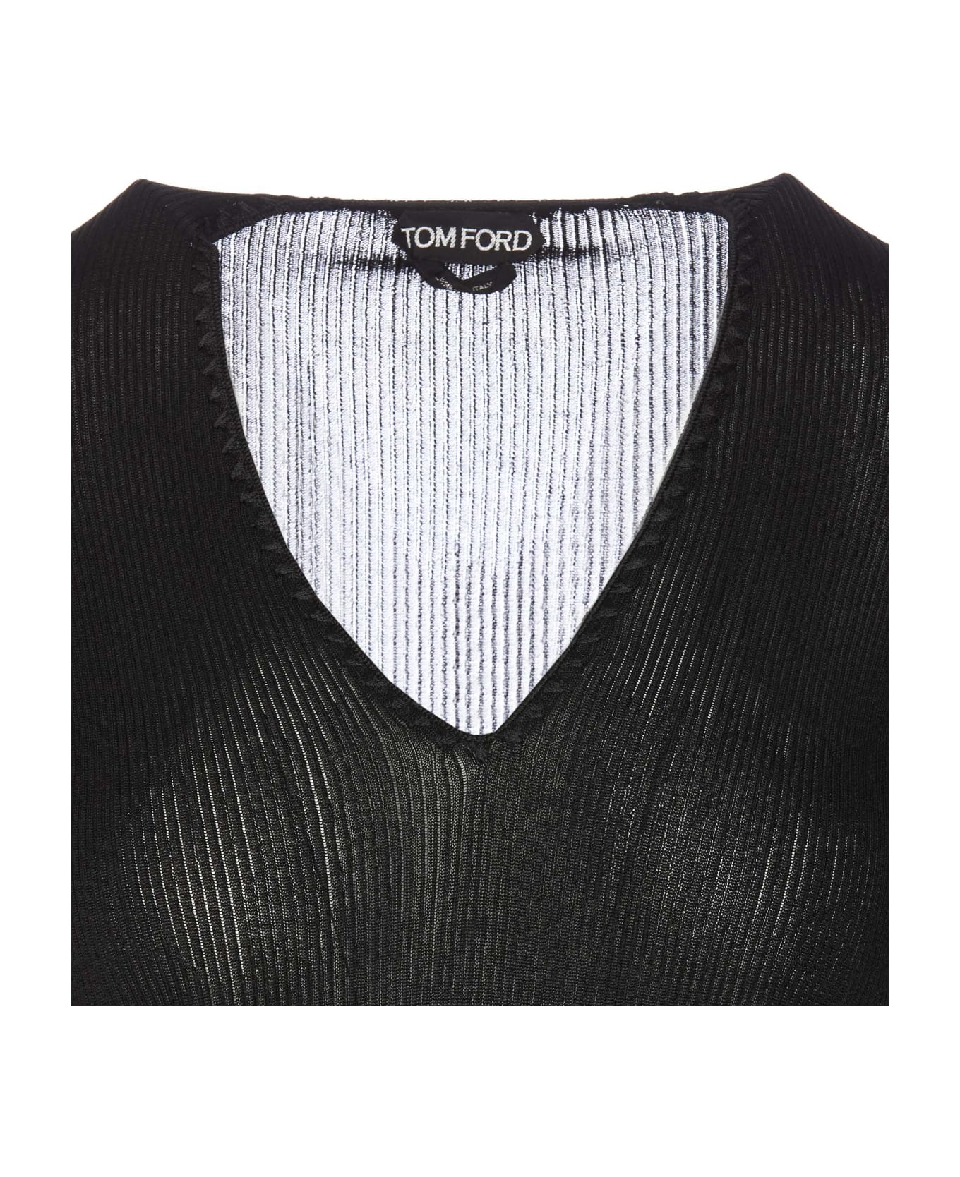 Tom Ford Sheer Fine-ribbed Top - Black