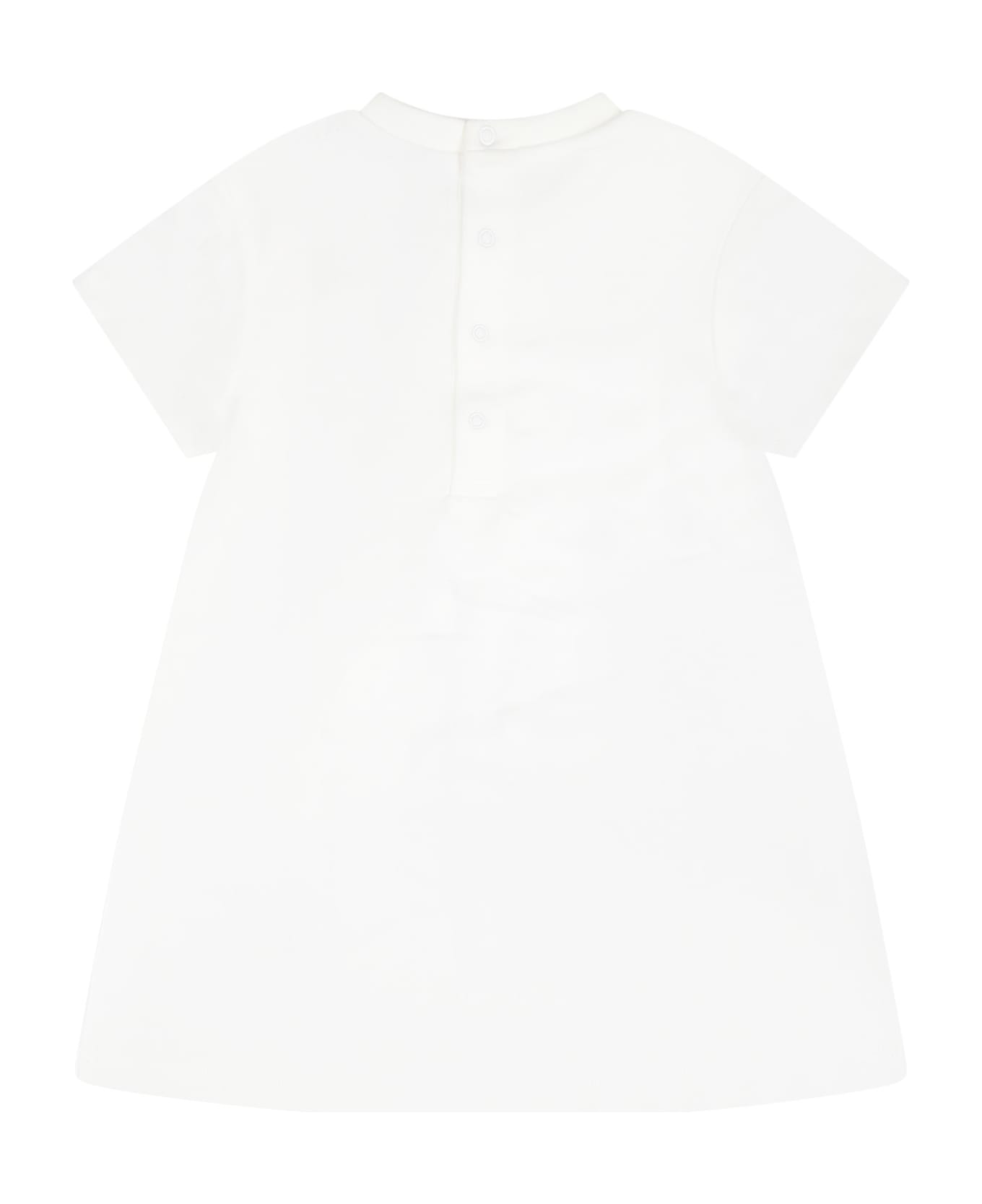 Marc Jacobs White Dress For Baby Girl With Iconic Bag - White