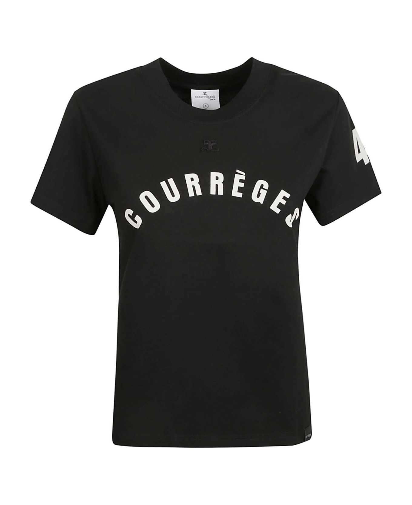 Courrèges Logo Print Round Neck T-shirt - Black
