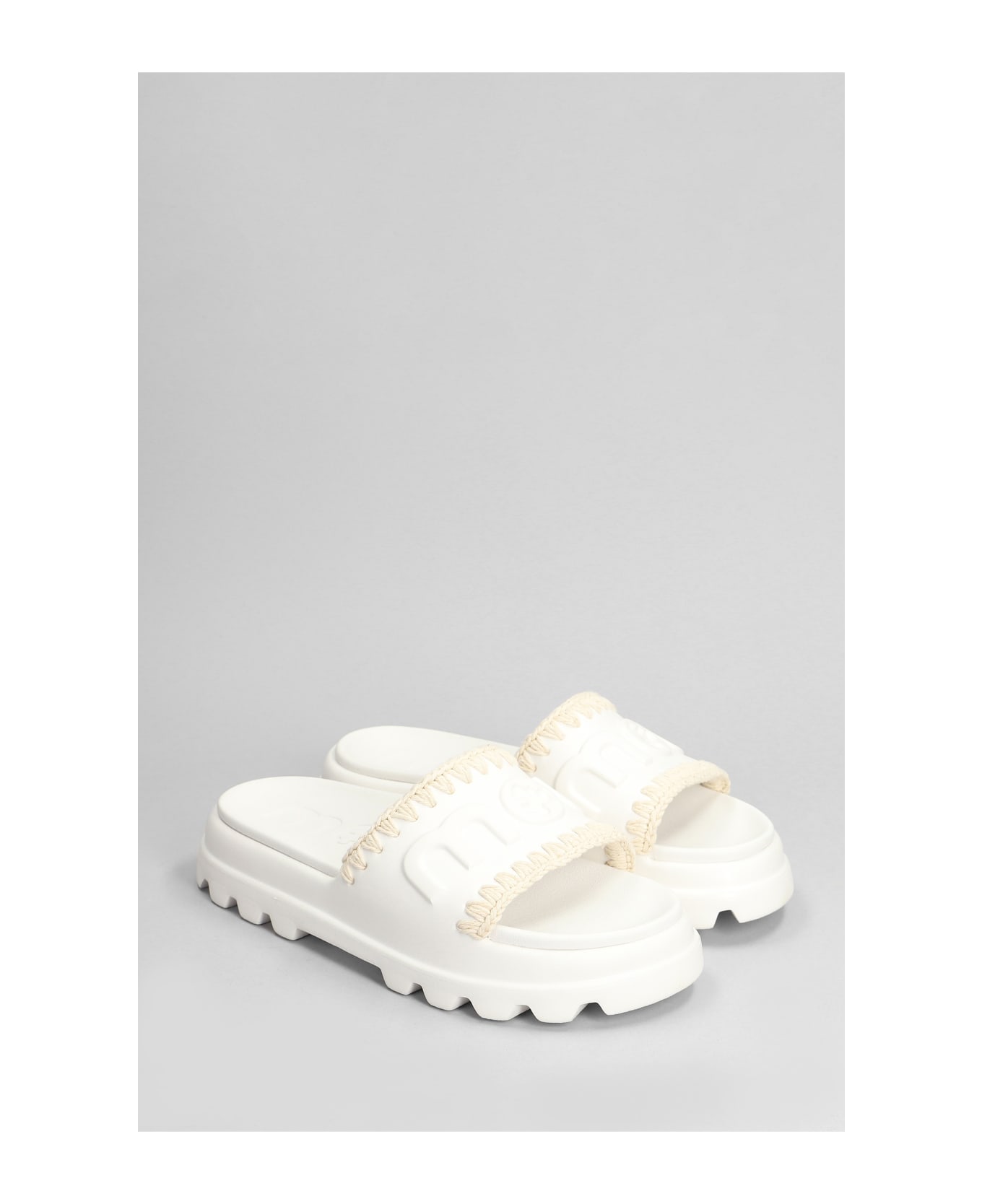 Mou Eva Onepiece Flats In White Rubber/plasic - white サンダル
