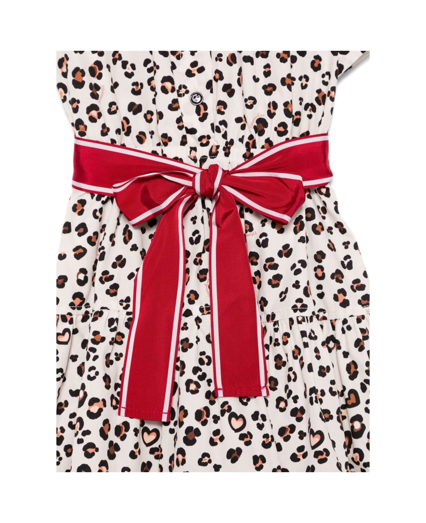 Monnalisa Multicolor Dress With All-over Animal Print And Waist Belt In Cotton Girl - Multicolor