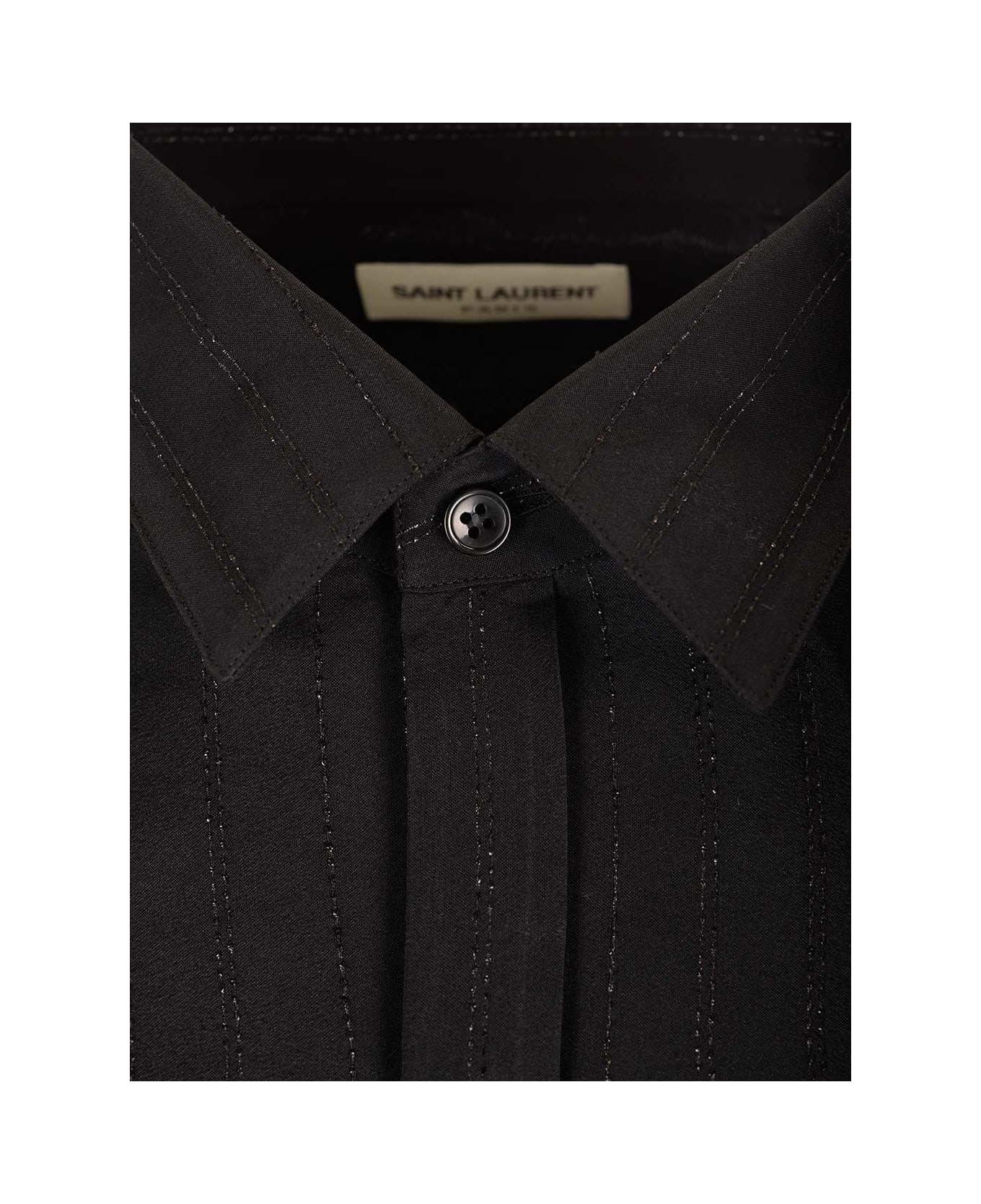 Saint Laurent Striped Long-sleeved Shirt - Black
